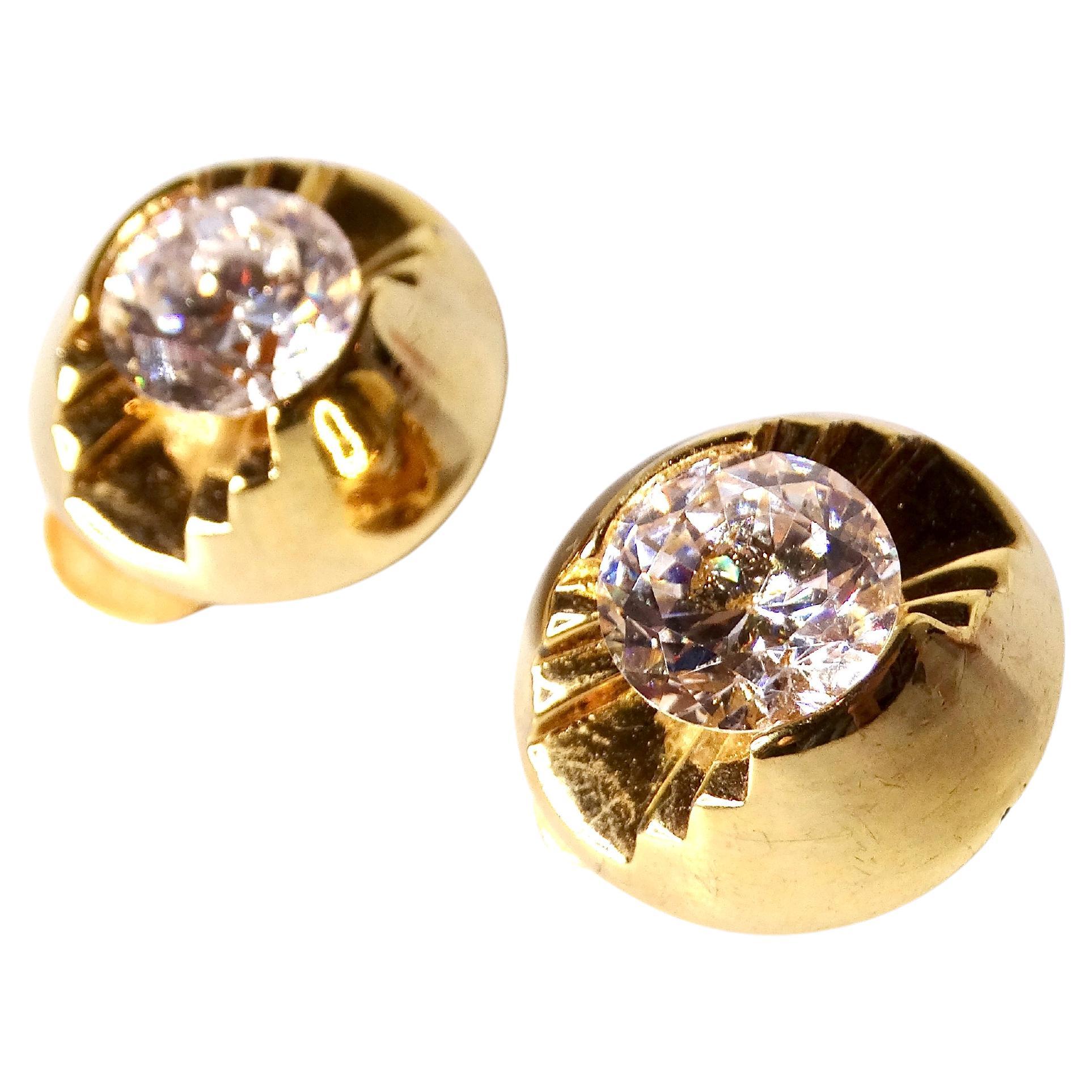 Orecchini a clip vintage con cristalli geometrici e placcati in oro 14 carati