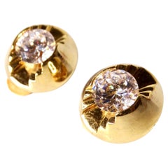 Retro Chunky Geometric Crystal & 14k Gold Plated Stud Clip-On Earrings