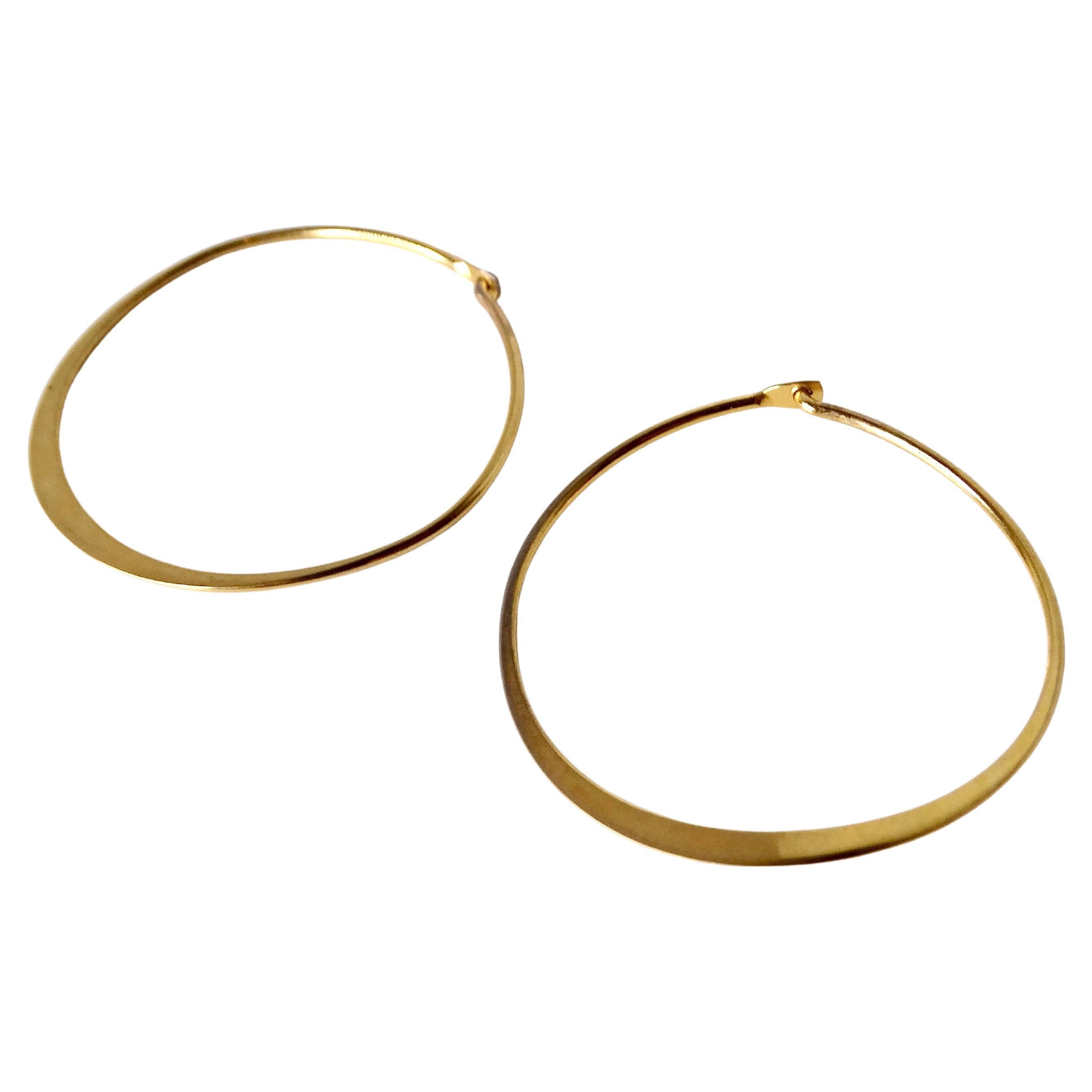 Orecchini a cerchio magri curvi placcati oro 18k vintage