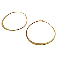 Vintage 18k Gold Plated Skinny Curved Hoop Earrings (Boucles d'oreilles courbes et minces)