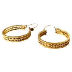 Vintage Filigree 12k Yellow Gold Filled Hoop Earrings