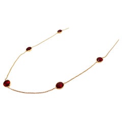 Collar de eslabones con cadena de cristal rojo y plata de ley chapada en oro de 18k Baccarat Vermeil