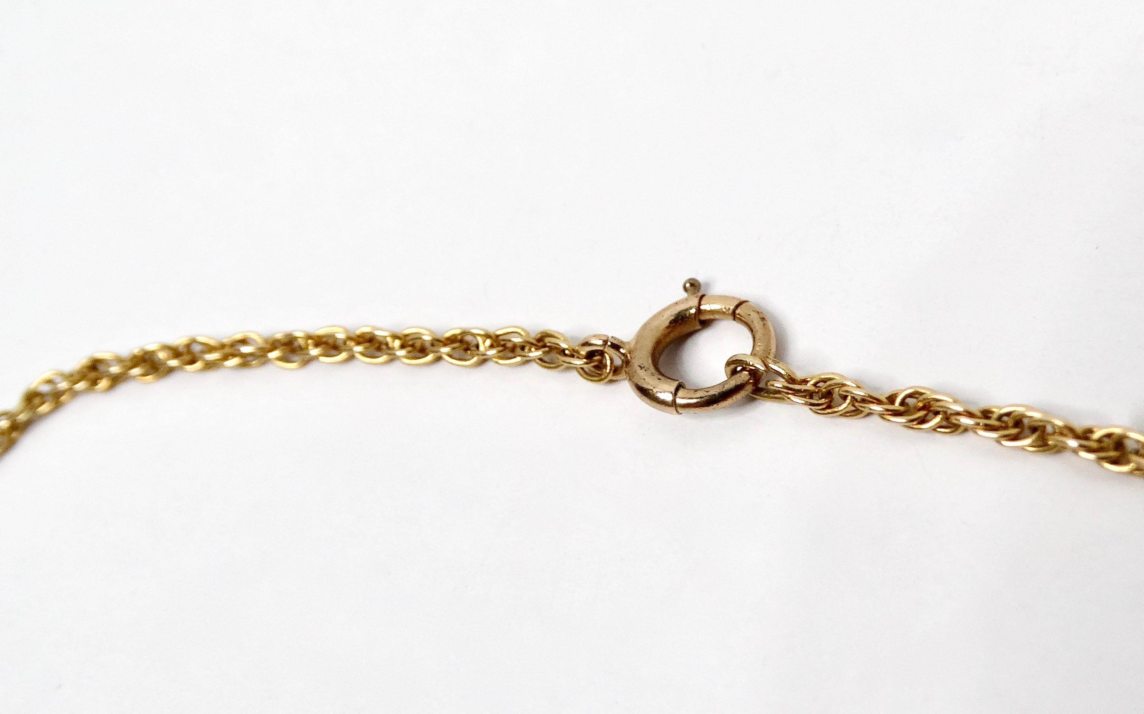 Collier à pendentif cadenas plat en or 14k circa 1990 en vente 1