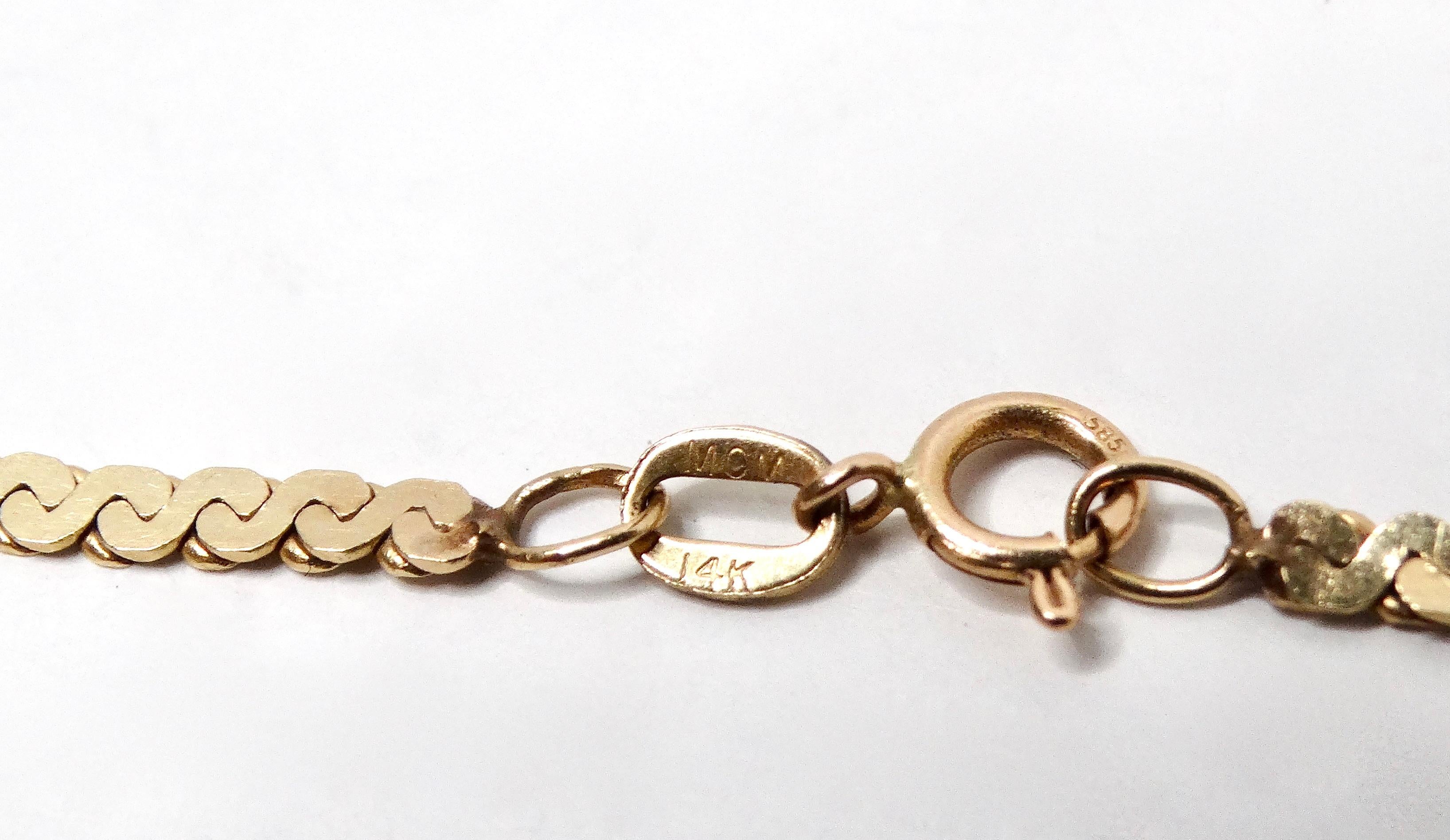 Collana con ciondolo a croce con catena a S in oro 14k, circa anni '90 in vendita 1