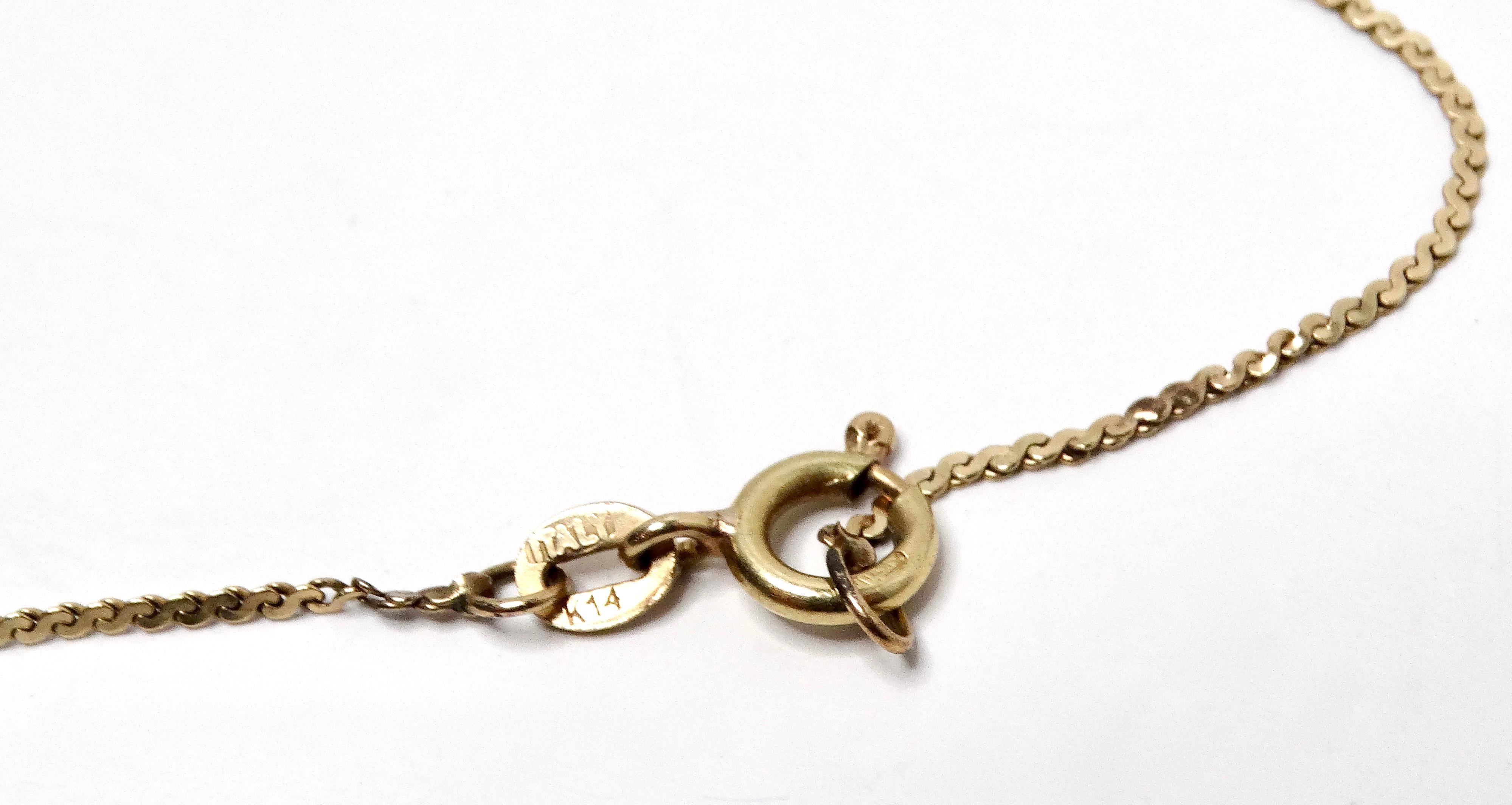 Collana con ciondolo Stella di David in oro 14k con catena a S, circa anni '90 in vendita 2