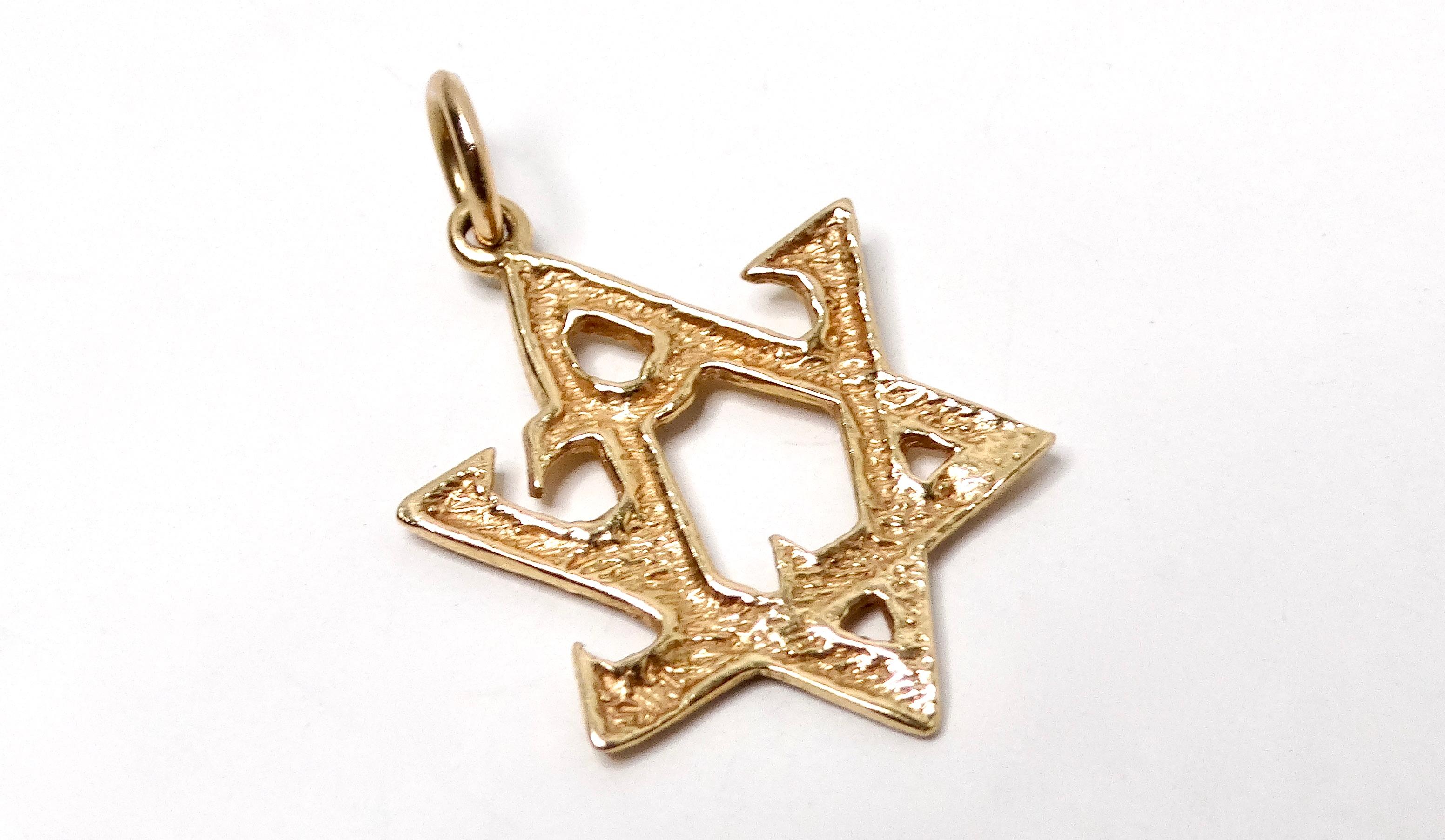 da uomo o donna Ciondolo a forma di stella di David in oro 14k 