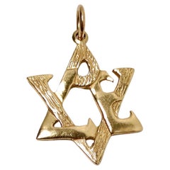14k Gold "LOVE" Star of David Pendant circa 1990s