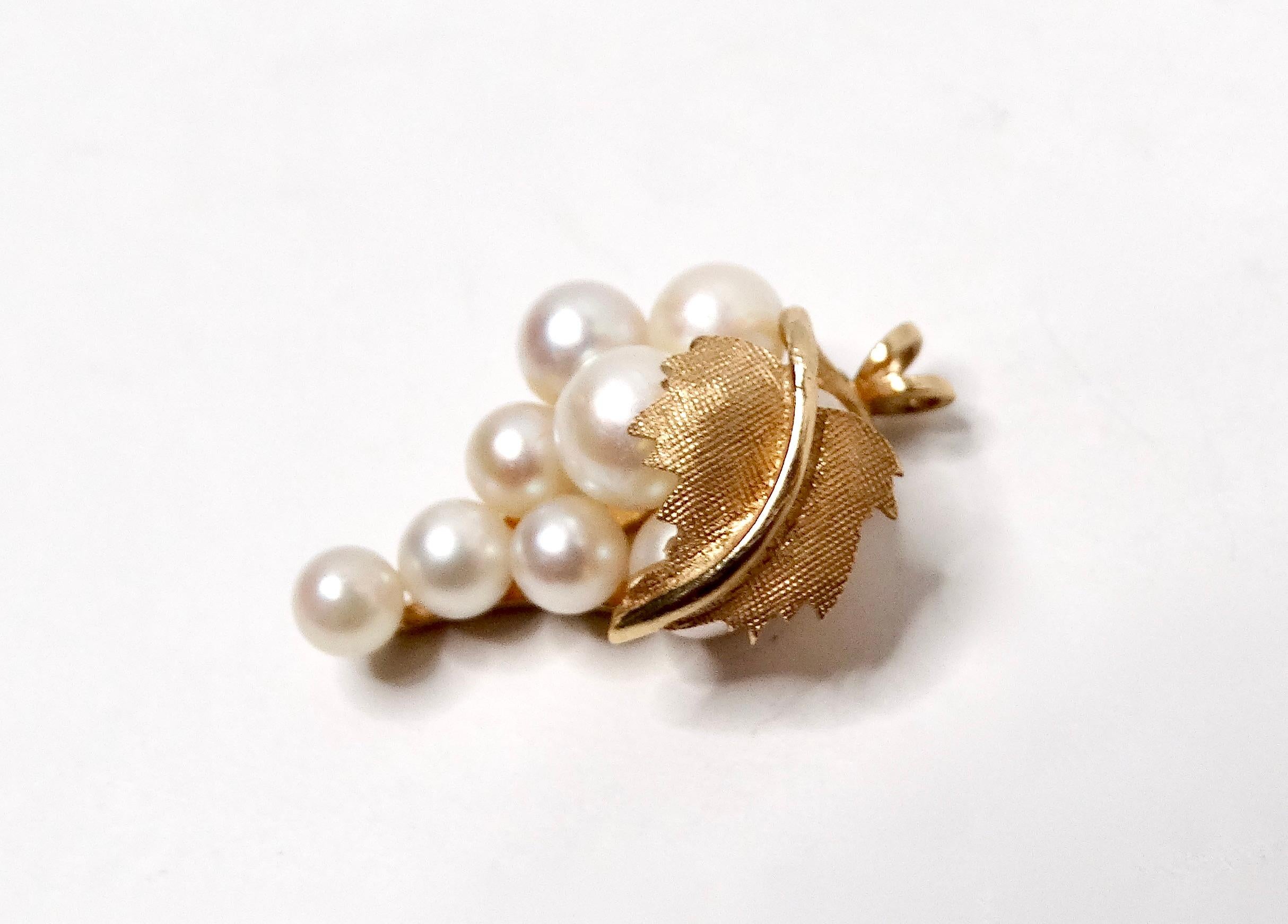 14k Gold & Perle Weintraube Anhänger circa 1940s im Zustand „Gut“ im Angebot in Scottsdale, AZ