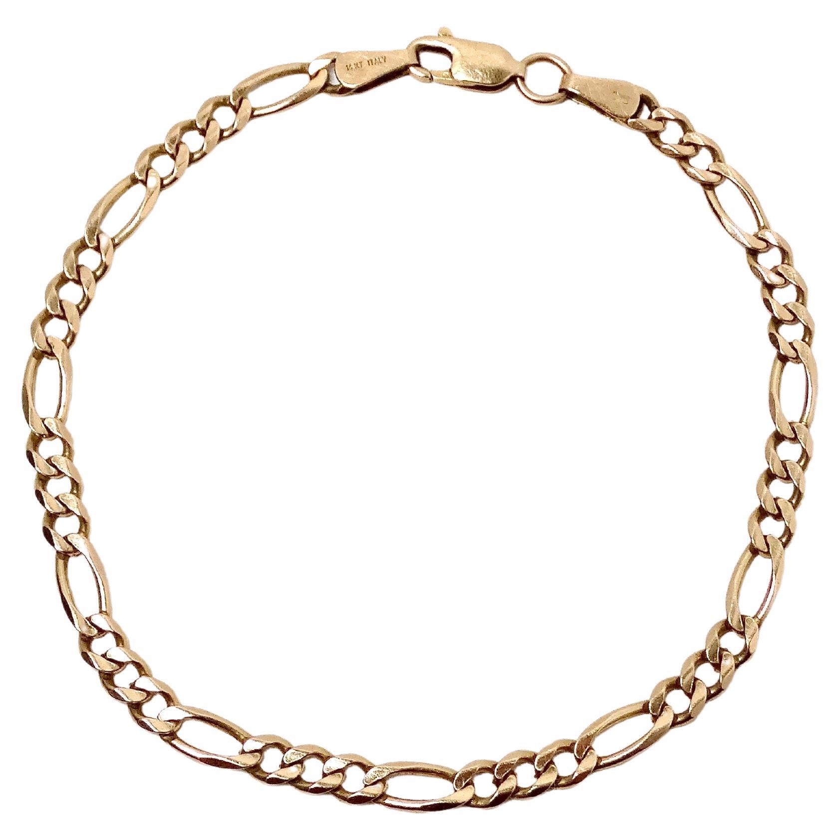 Bracelet italien à maillons en chaîne en or 14k circa 1990