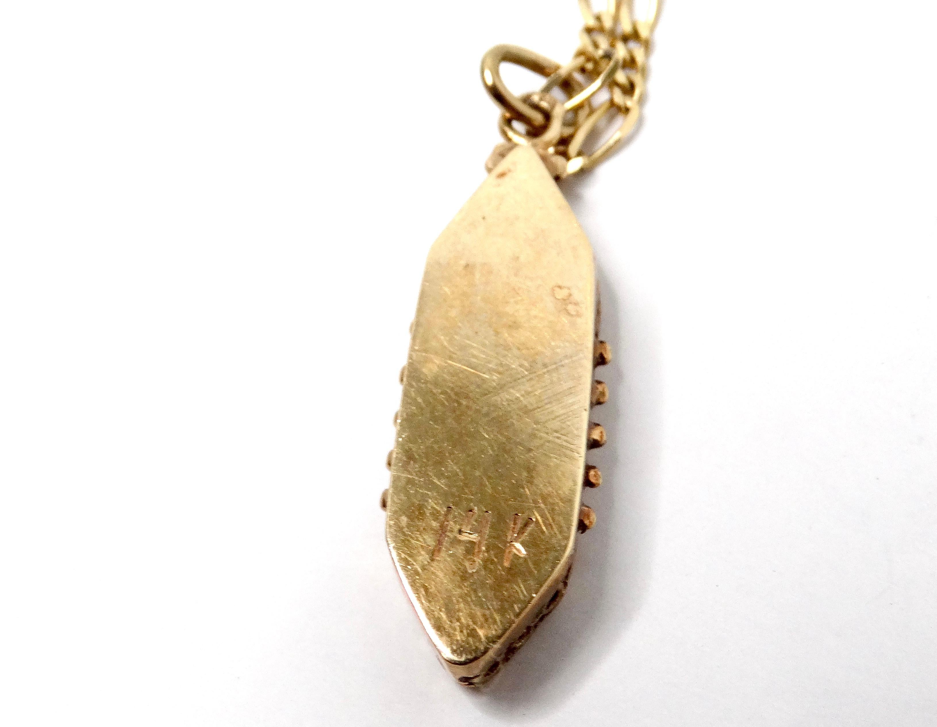 Collana con ciondolo Mezuzah a catena in oro 14k e filigrana, circa anni '90 in vendita 2