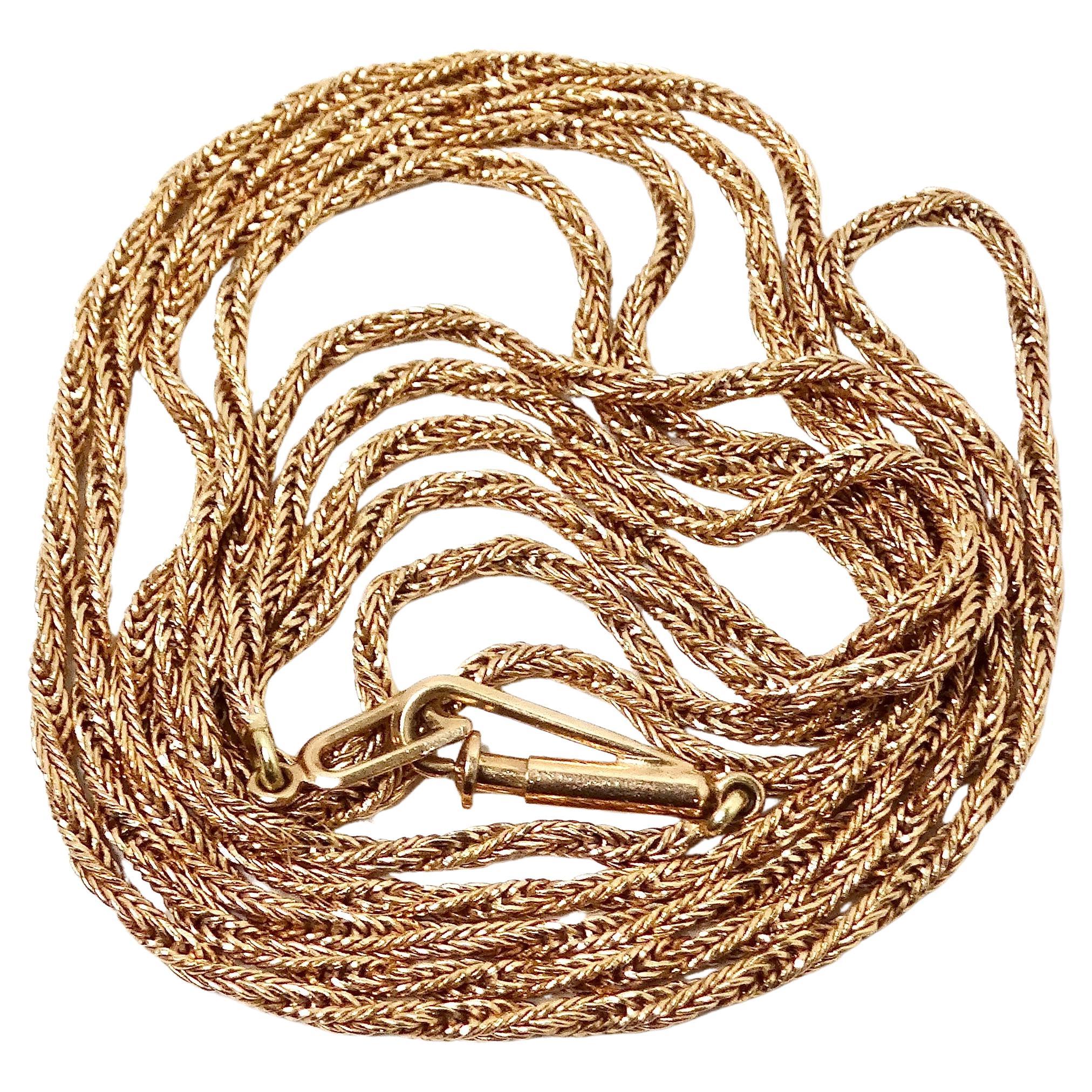 Collana lunga a catena in oro 14k, anni '90 circa