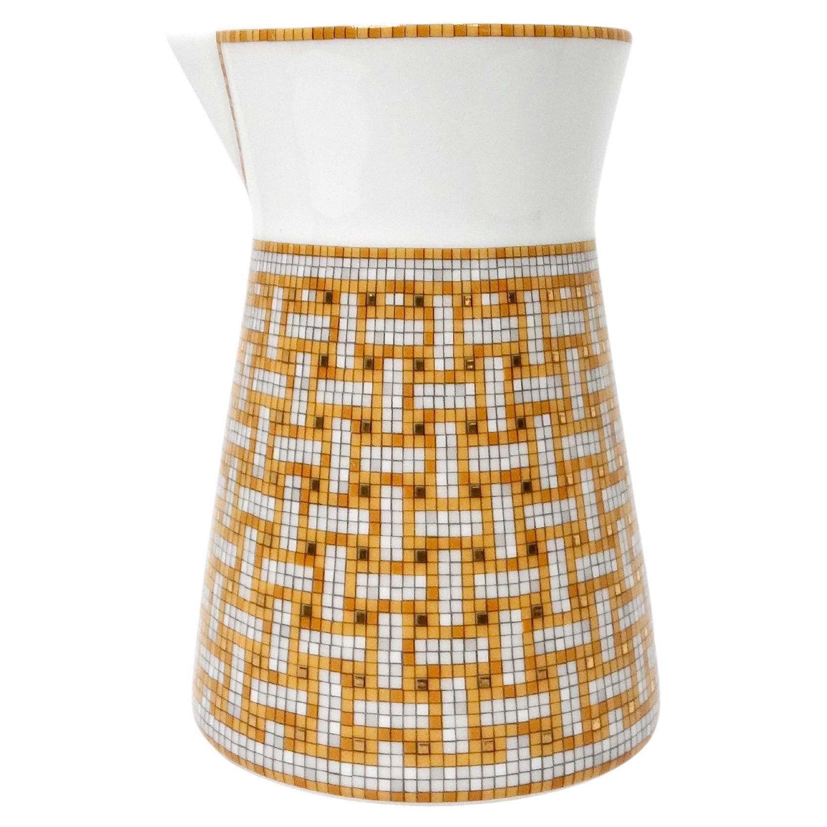 Hermes Mosaique au 24 Van Quatre Porcelain Gold Mosaique Milk Pot