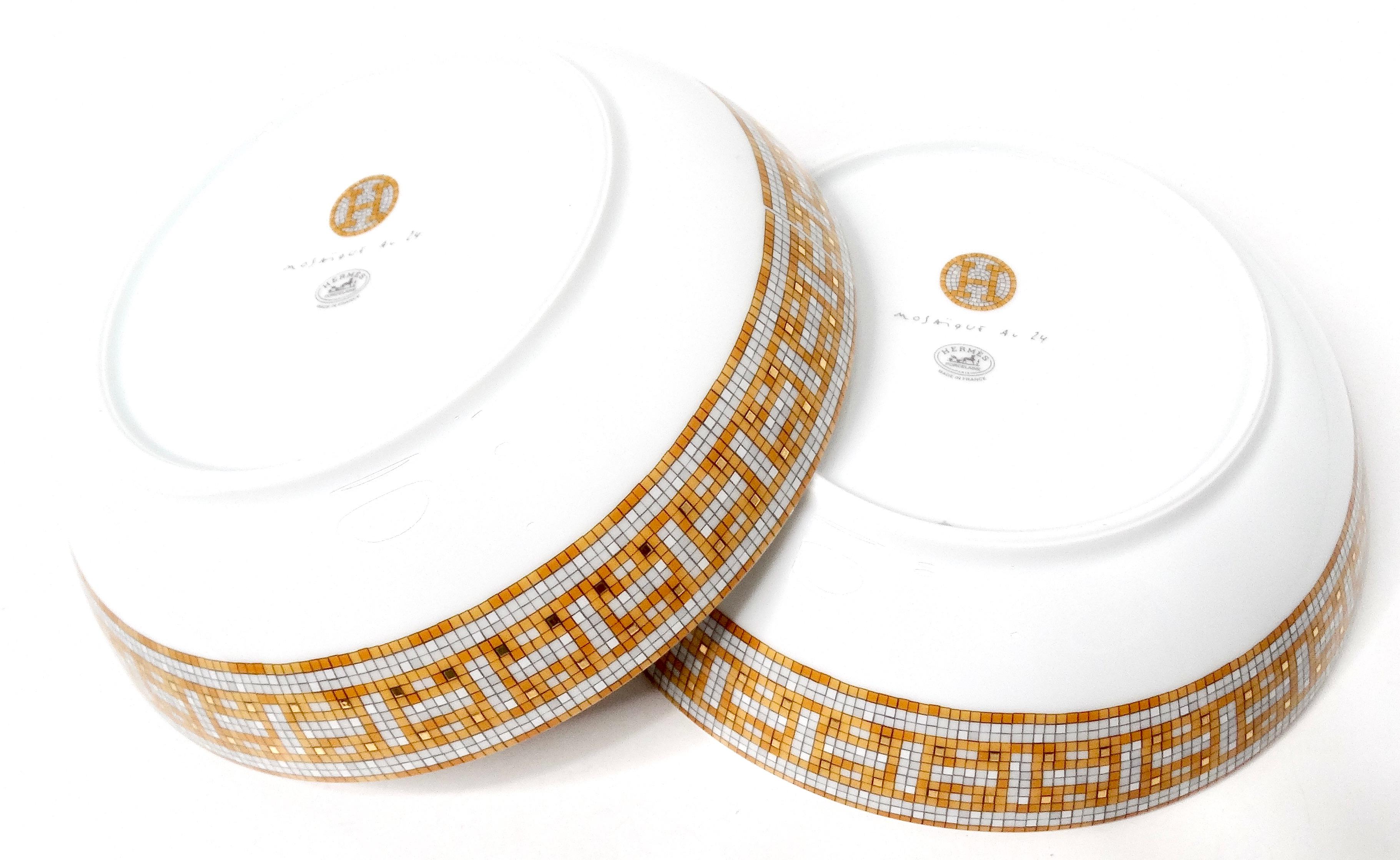 Hermes Mosaique au 24 Van Quatre Gold Porzellanschale 2er-Set im Angebot 2