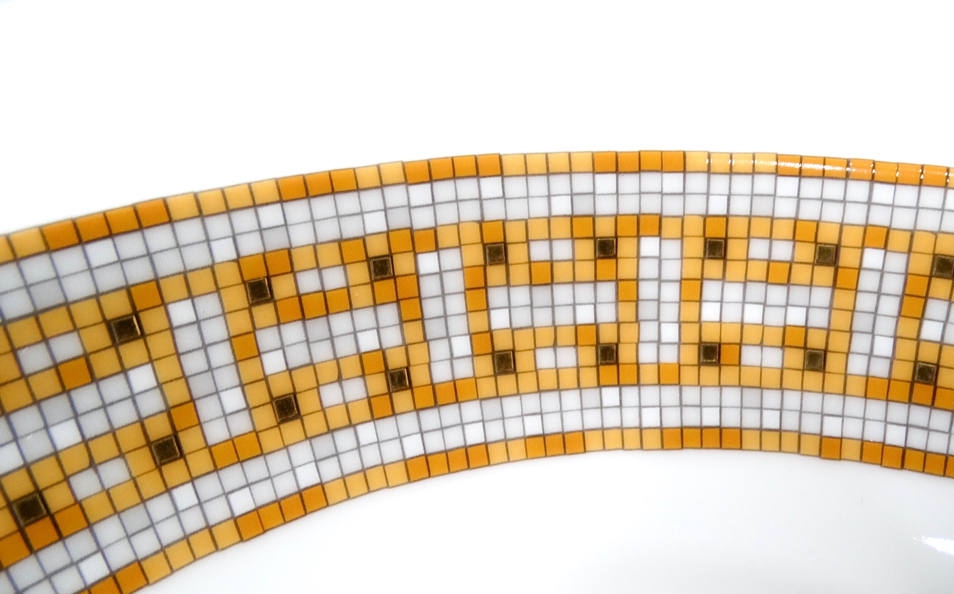 Hermes Mosaique au 24 Van Quatre Gold Porzellanschale 2er-Set im Angebot 1