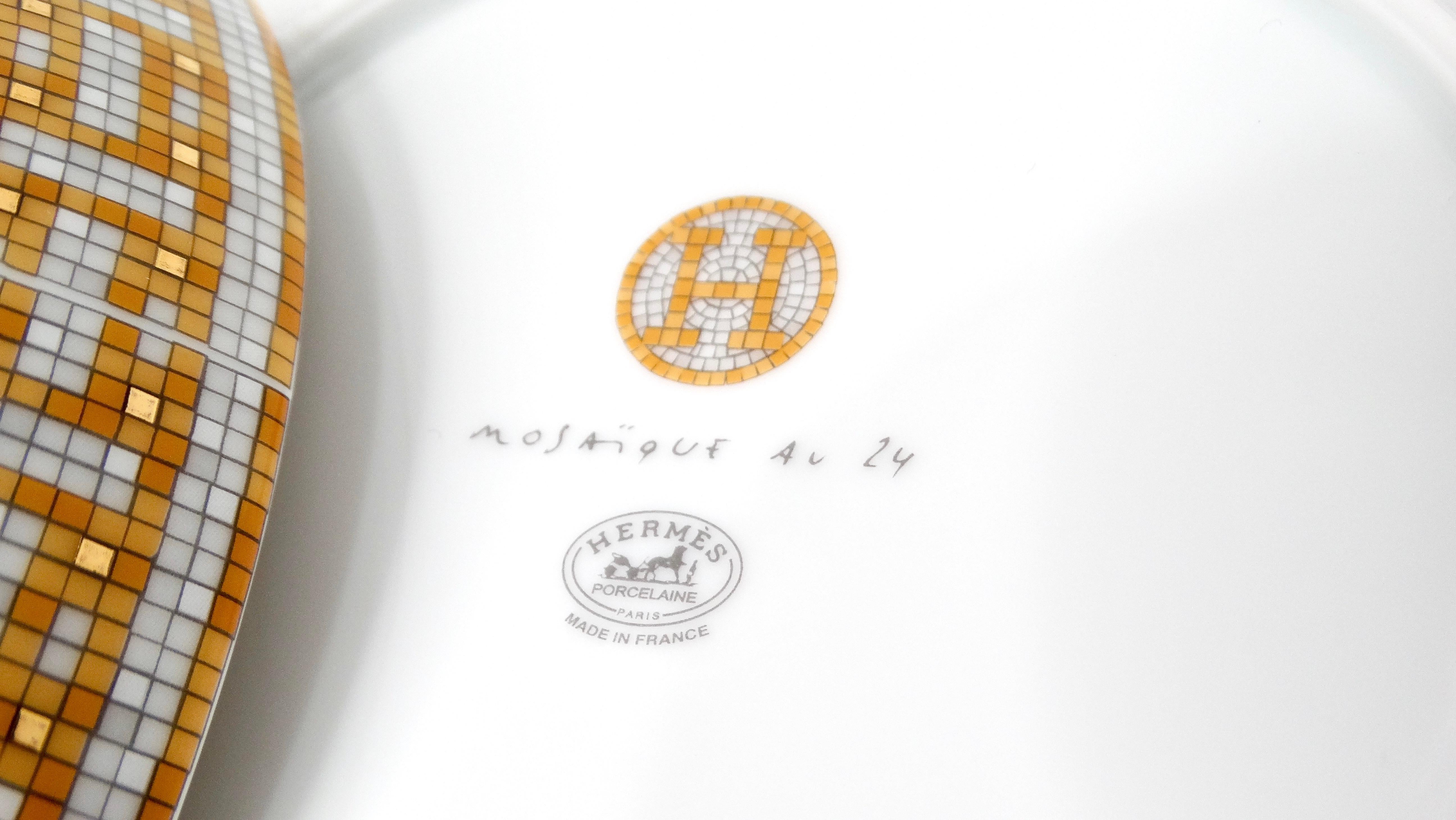 Hermes Mosaique au 24 Van Quatre Gold Porzellanschale 2er-Set im Angebot 3