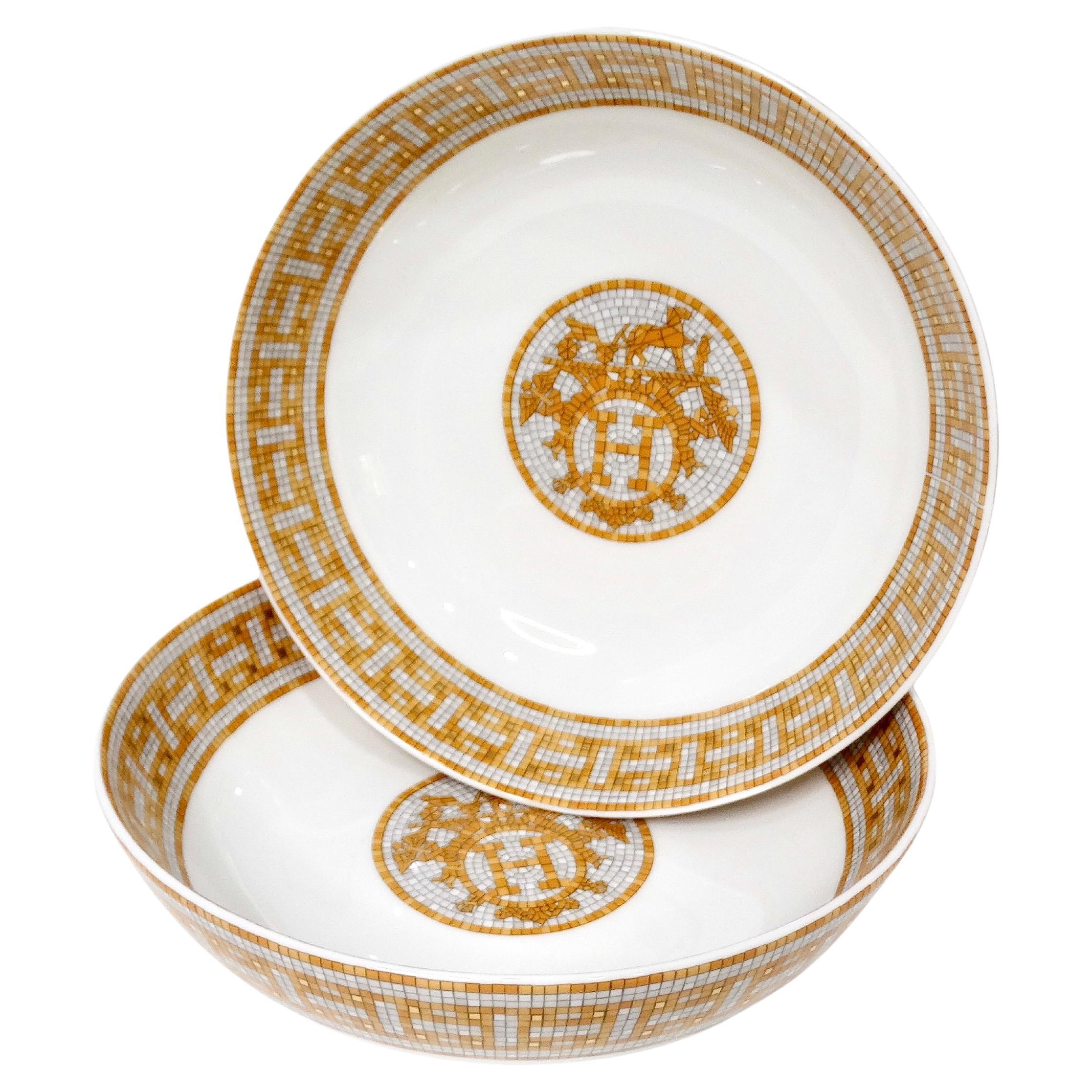 Hermes Mosaique au 24 Van Quatre Gold Porzellanschale 2er-Set im Angebot