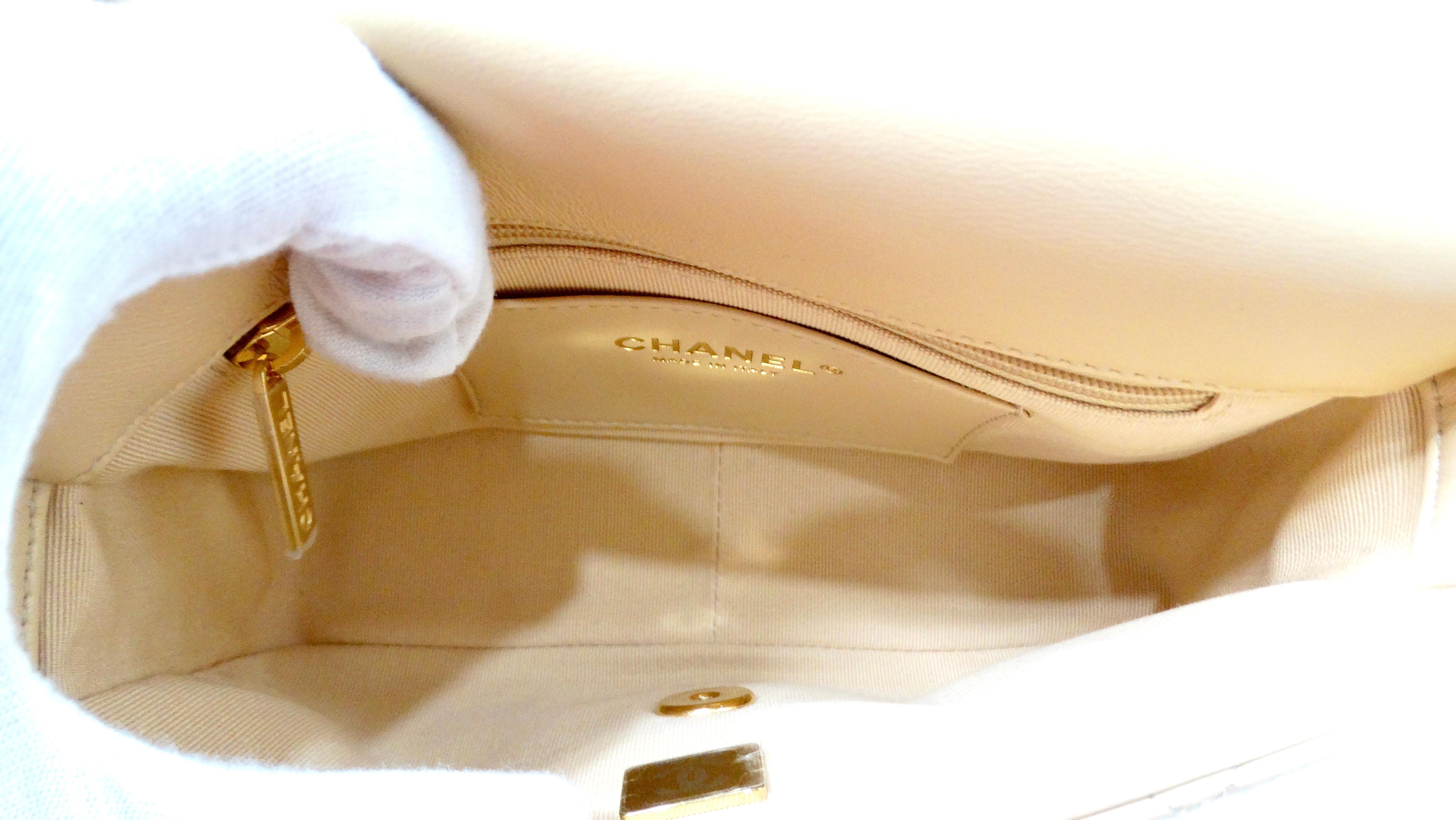 Chanel Beige Gestepptes Lammfell Interlocking CC Kette Klappe Tasche 2024 im Angebot 9