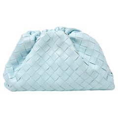 Bottega Veneta Pale Blue Leather Intrecciato Teen Pouch Clutch