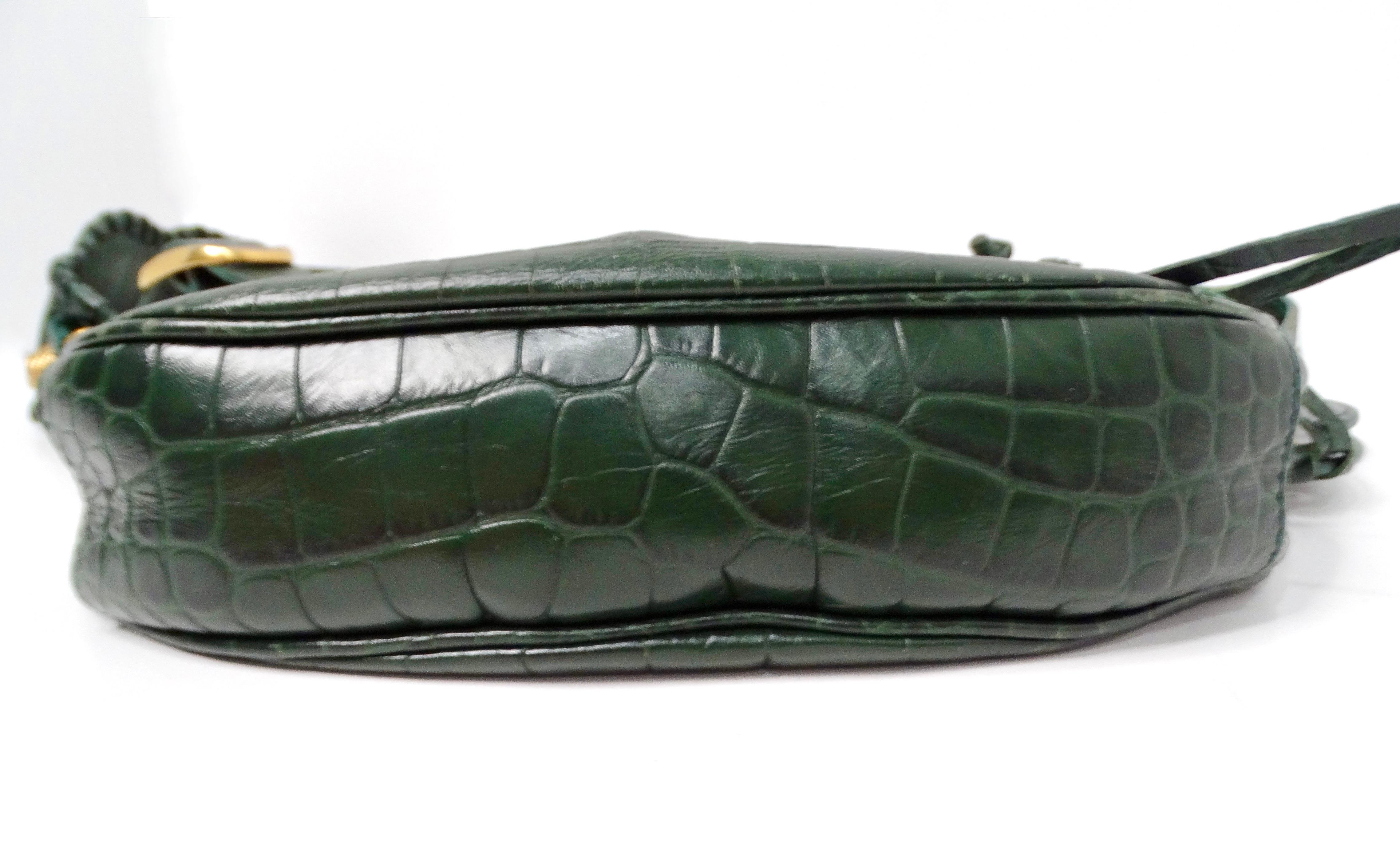 Balenciaga Le Cagole Umhängetasche aus grünem Leder mit Krokoprägung um 2022 im Angebot 4