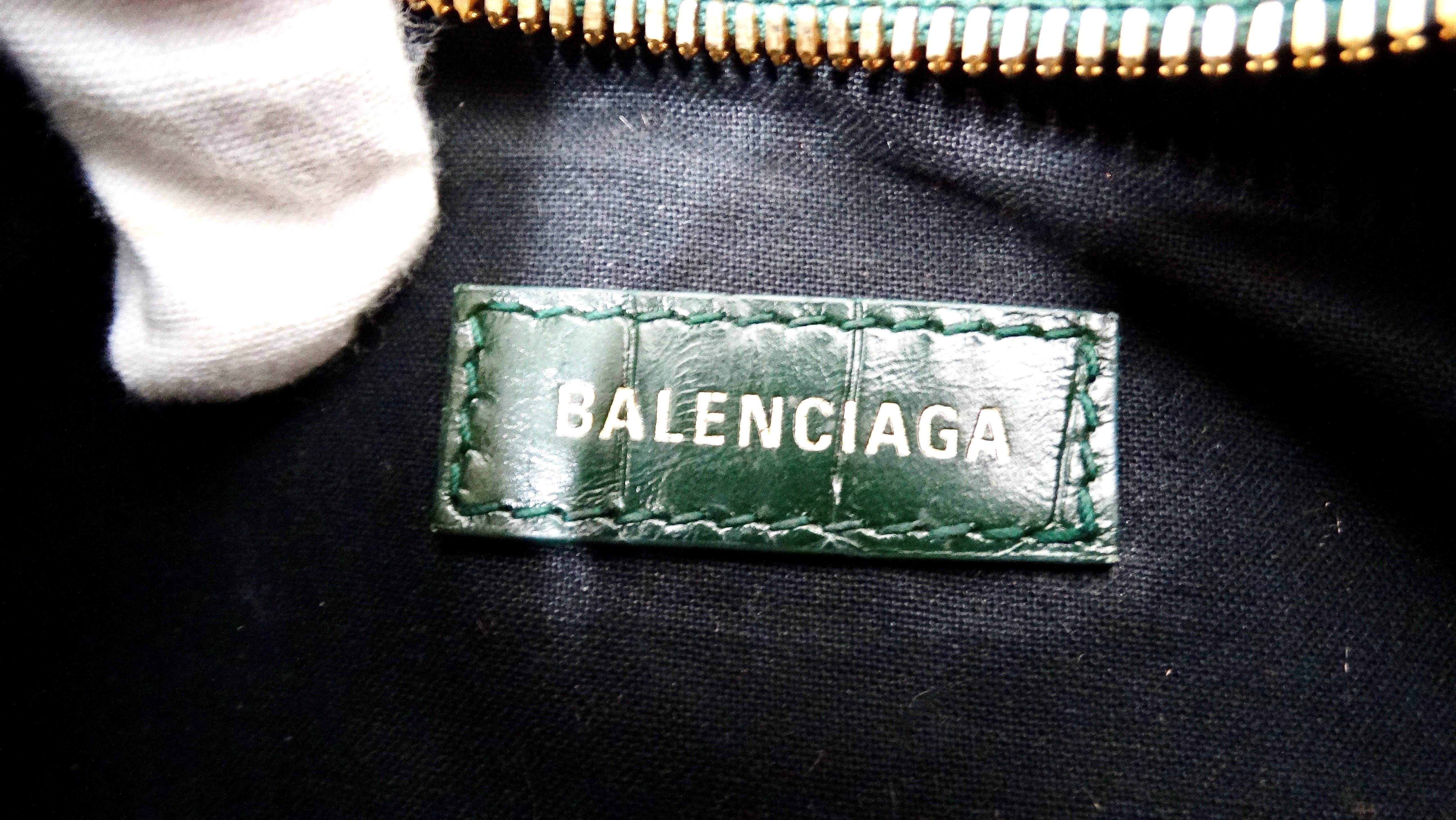 Balenciaga Le Cagole Umhängetasche aus grünem Leder mit Krokoprägung um 2022 im Angebot 6