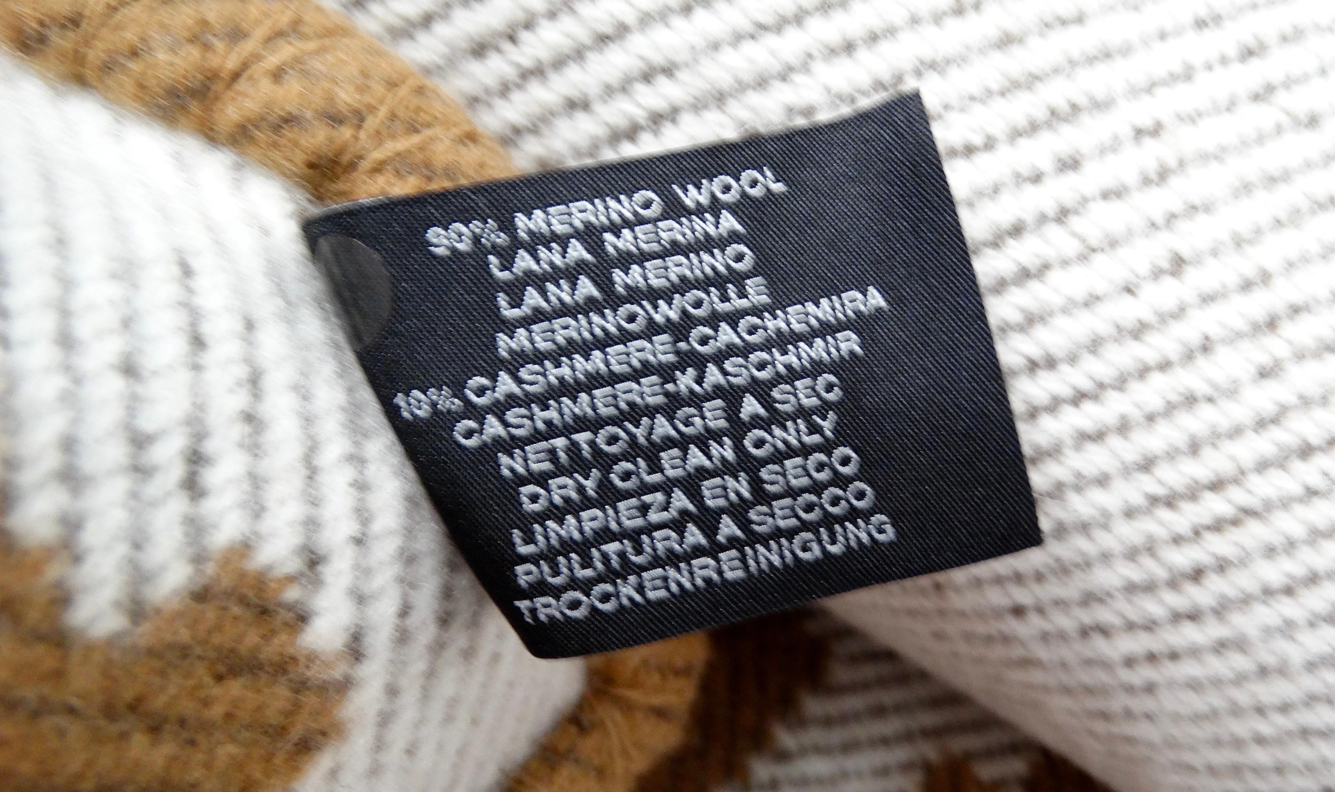 Coperta Hermes Avalon in misto lana e cashmere color cammello ed ecrù in vendita 2
