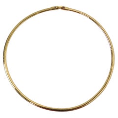 14k Italian Yellow Gold Omega Necklace circa 1980s