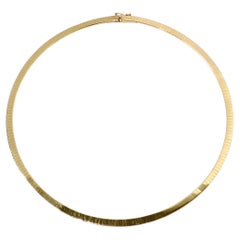 14k Italian Gold Omega Necklace circa 1980s