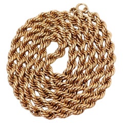 14k Italian Gold Rope Chain Necklace circa 1980s