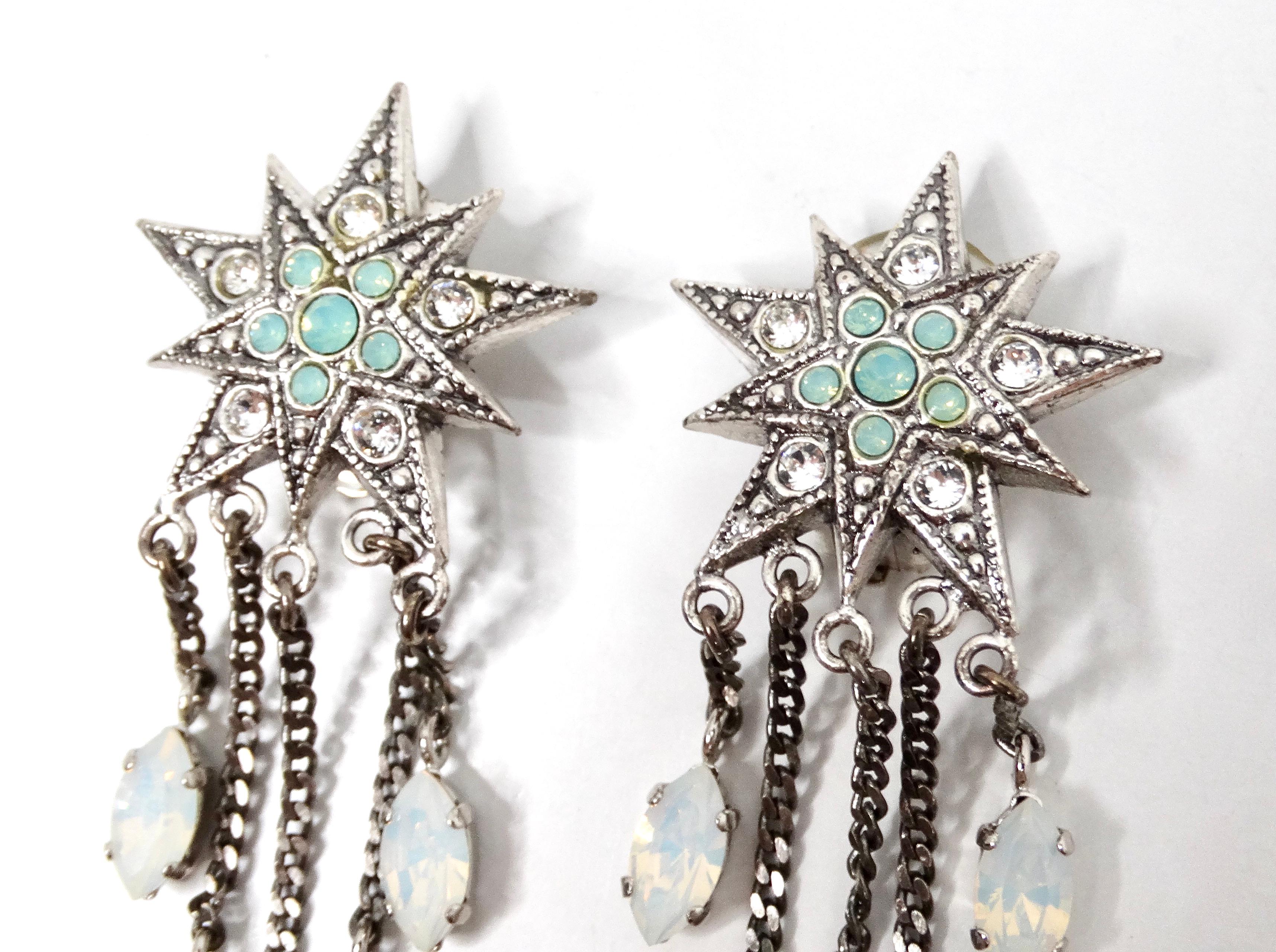 Donna Orecchini a goccia Celestial Starburst in argento Sterling con strass in vendita