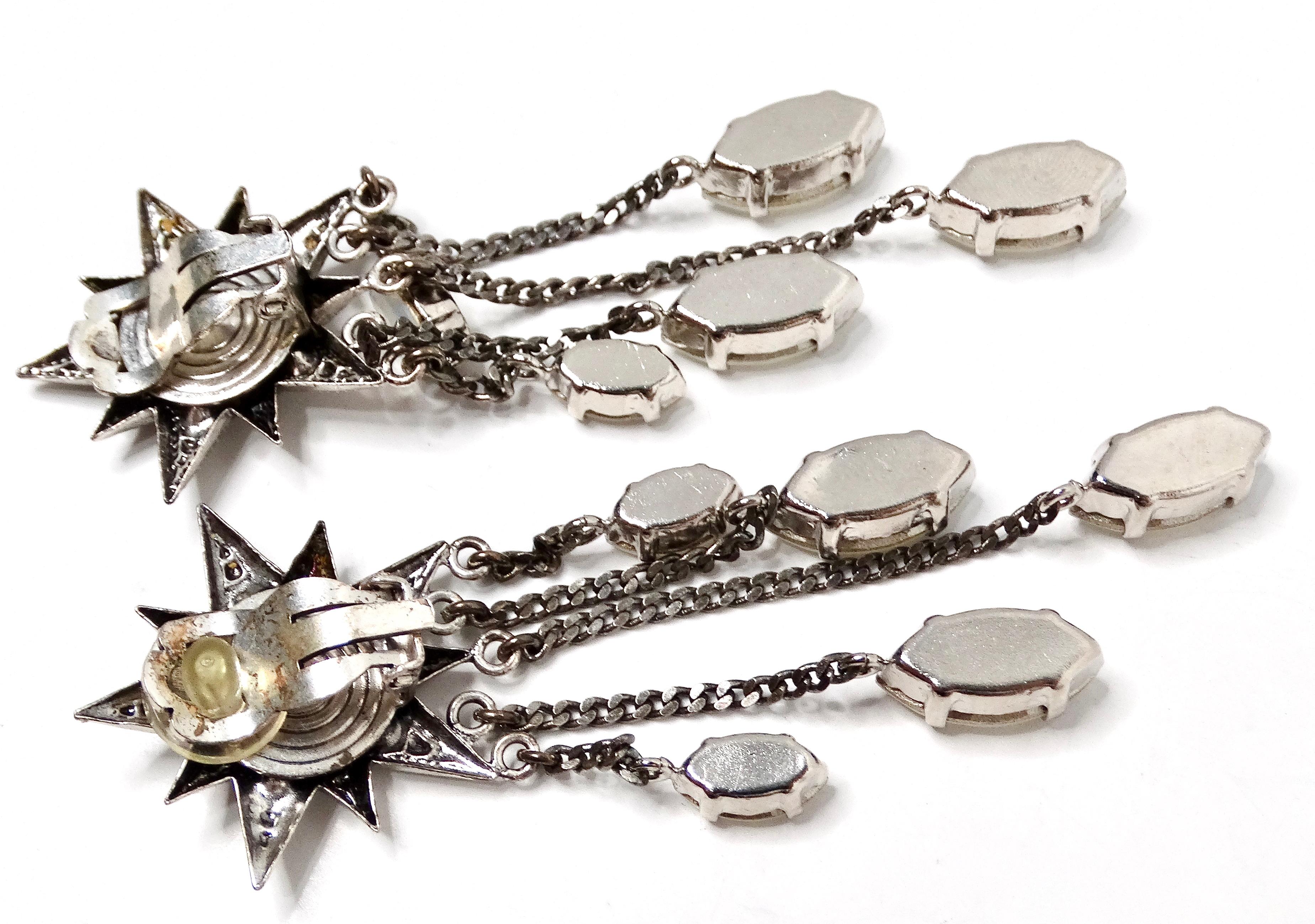 Orecchini a goccia Celestial Starburst in argento Sterling con strass in vendita 1