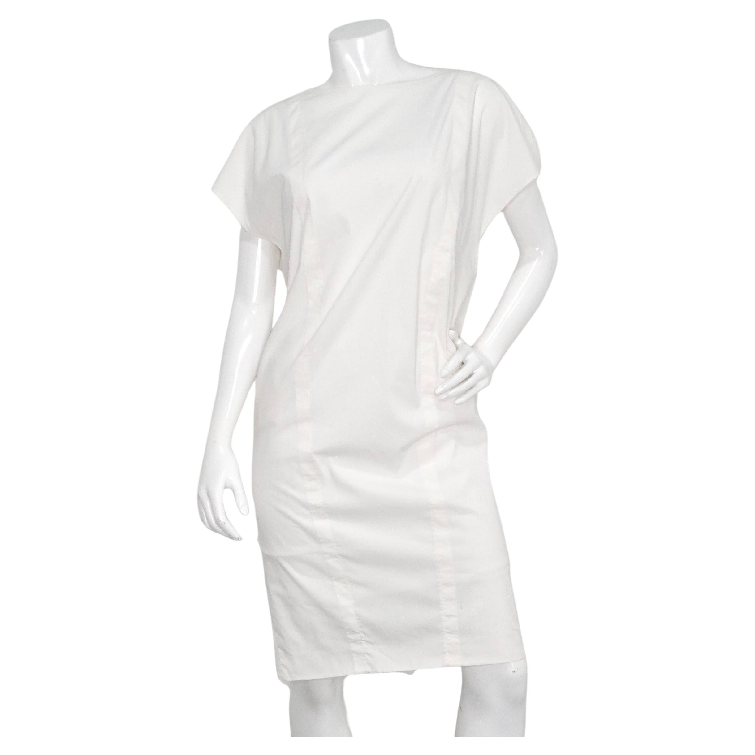 Abito Shift con zip e occhielli di Prada in bianco e oro in vendita