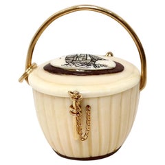 14k Gold Handmade Carved Nantucket Basket Shell Pendant 1970s