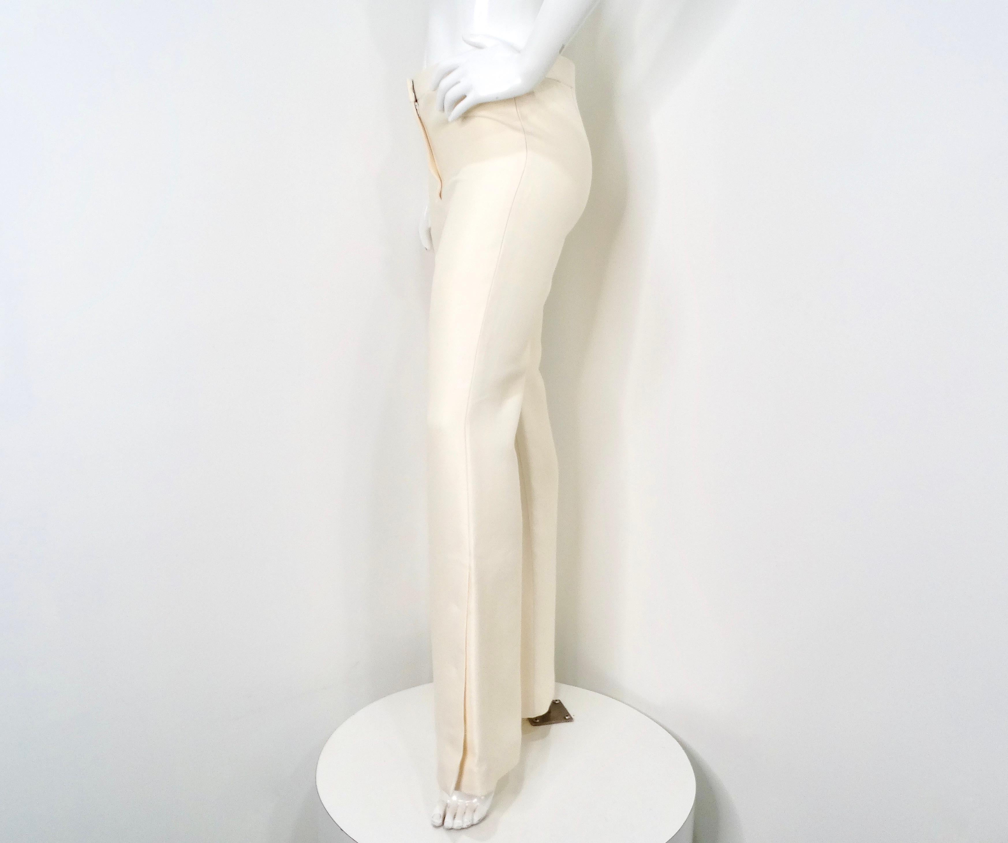 Pantalon évasé à jambe large et à taille haute, crème, Celine Bon état - En vente à Scottsdale, AZ