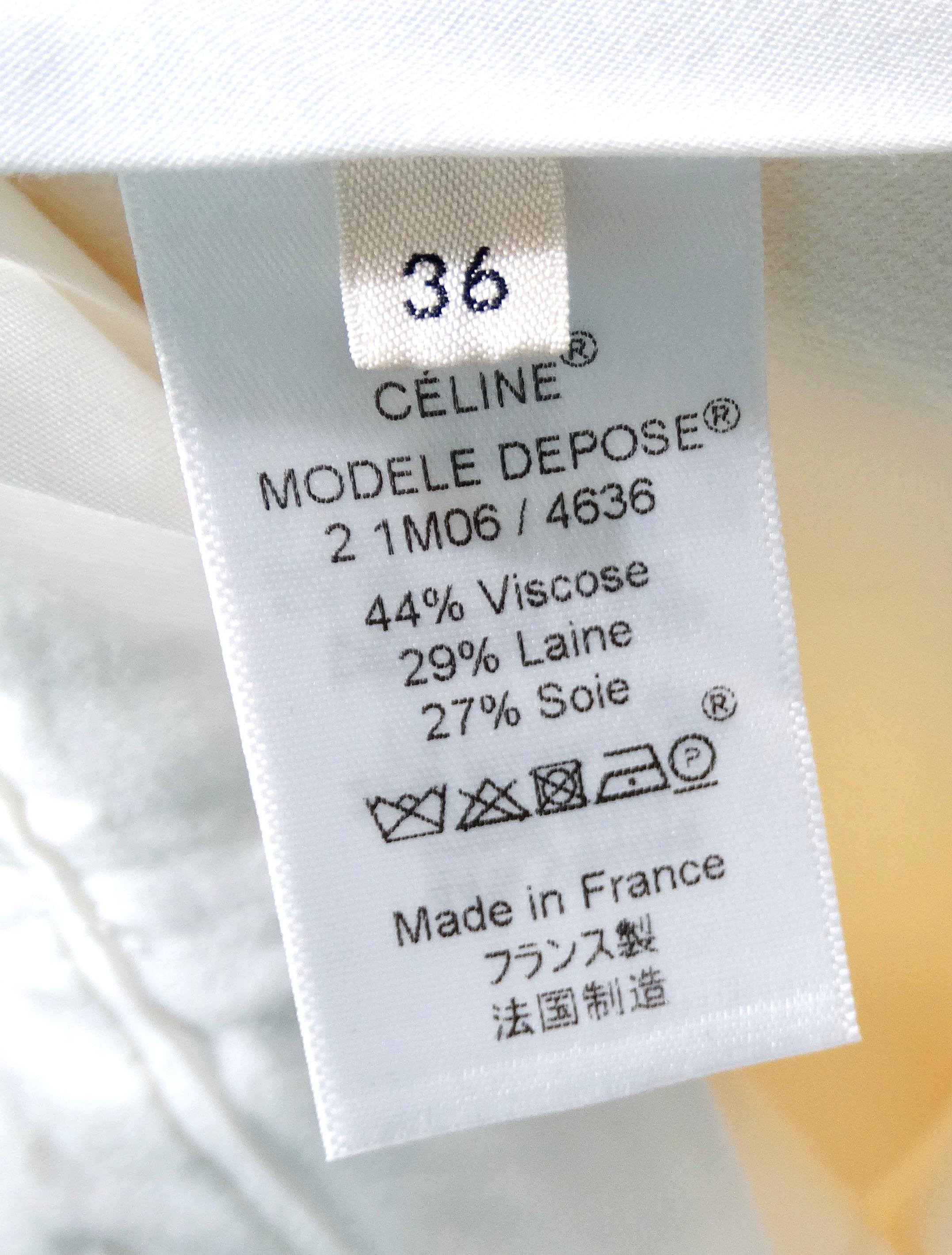 Pantalon évasé à jambe large et à taille haute, crème, Celine en vente 4