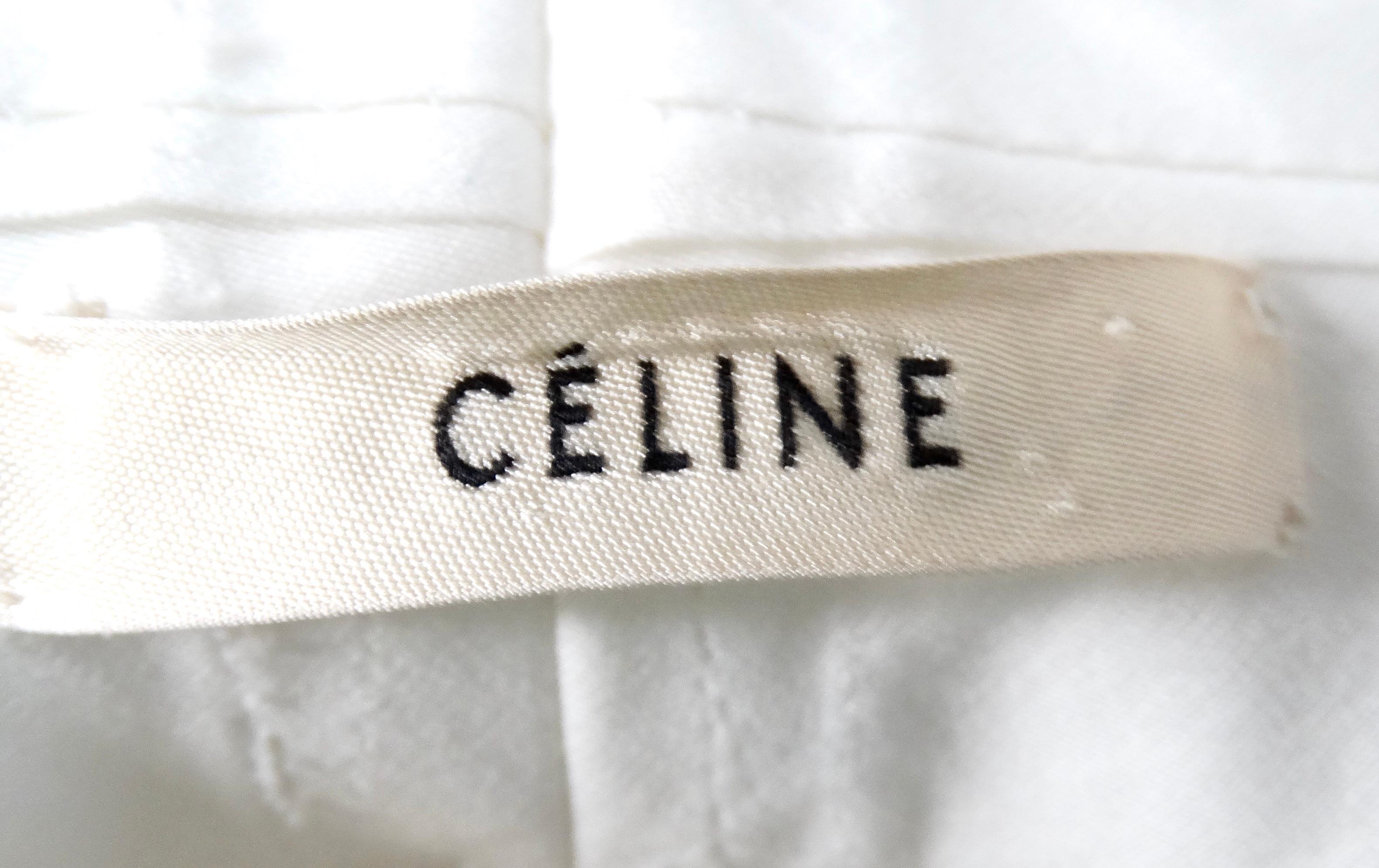 Pantalon évasé à jambe large et à taille haute, crème, Celine en vente 3