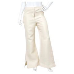 Celine High-Rise Cream Wide Leg Flare Trousers