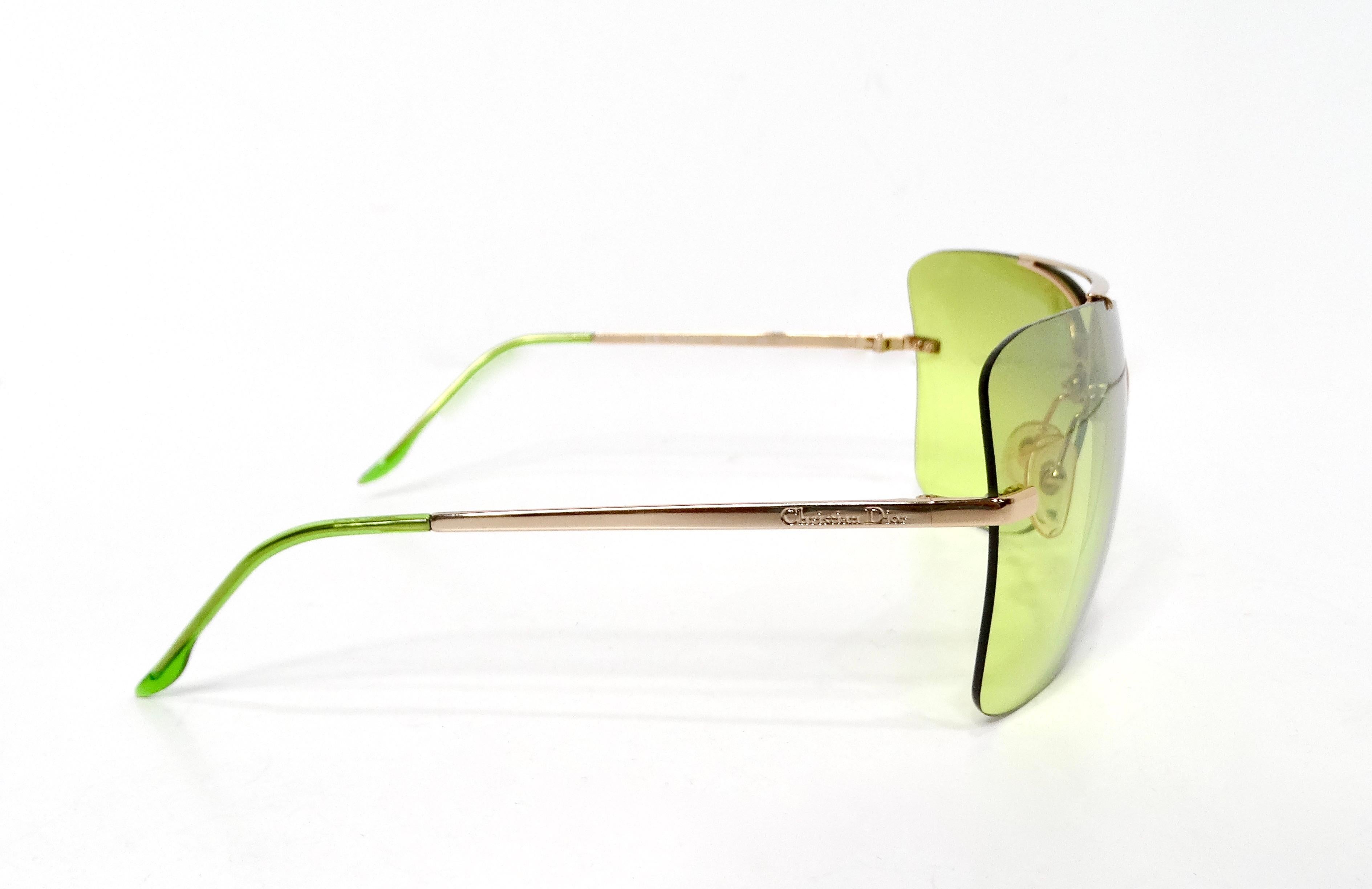 Occhiali da sole aviatore con montatura oversize Dior Fluorescent Geen in vendita 2