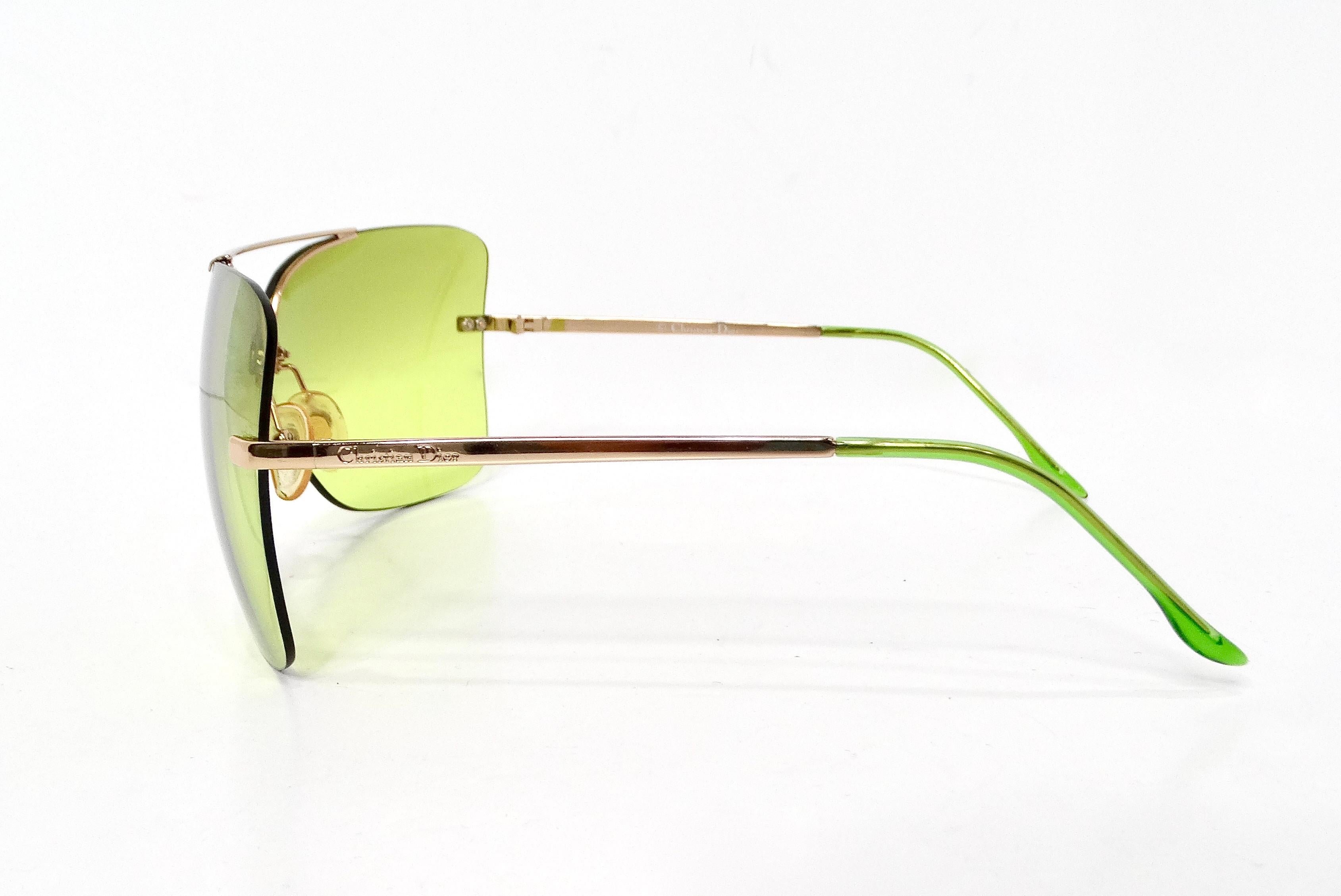 Giallo Occhiali da sole aviatore con montatura oversize Dior Fluorescent Geen in vendita