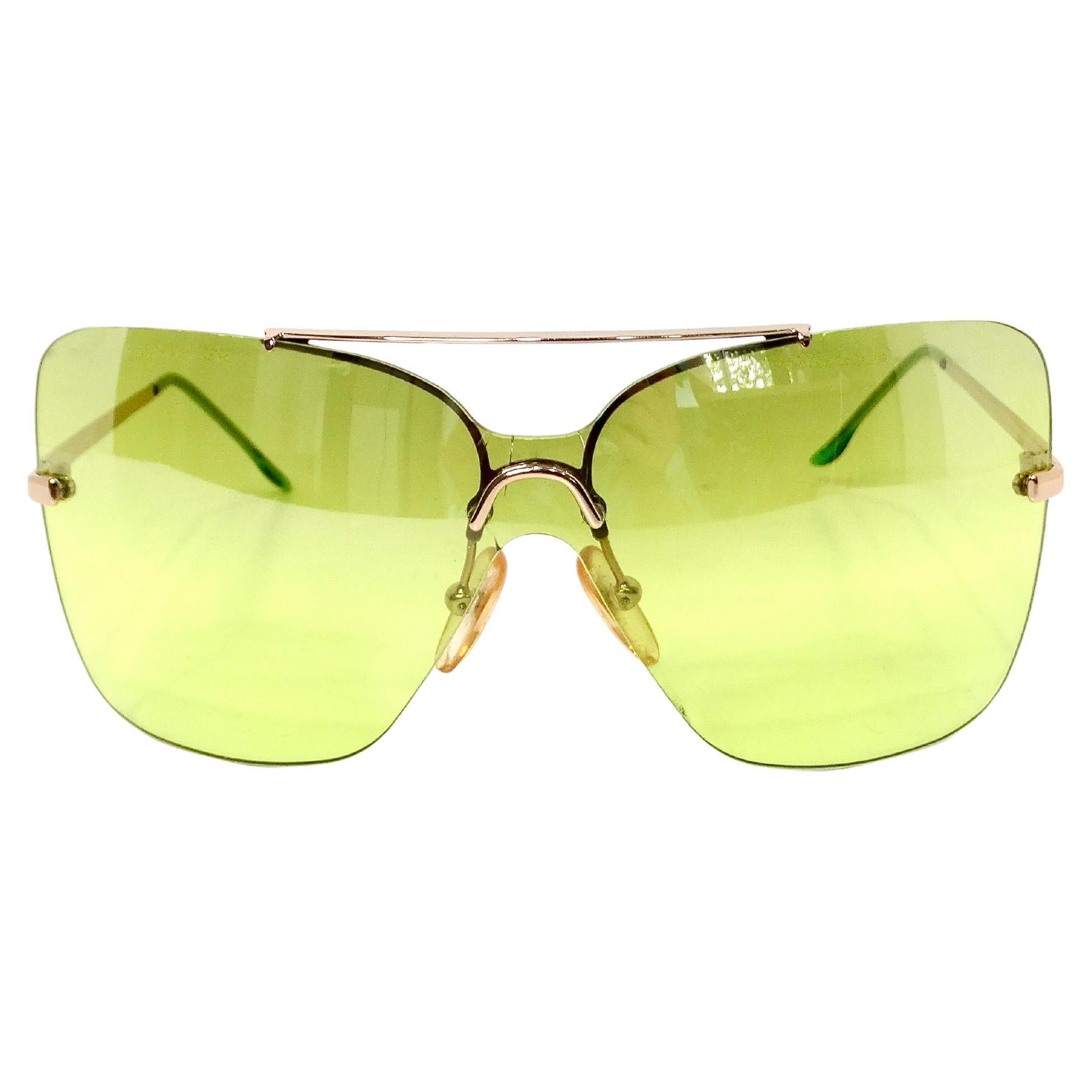 Occhiali da sole aviatore con montatura oversize Dior Fluorescent Geen in vendita