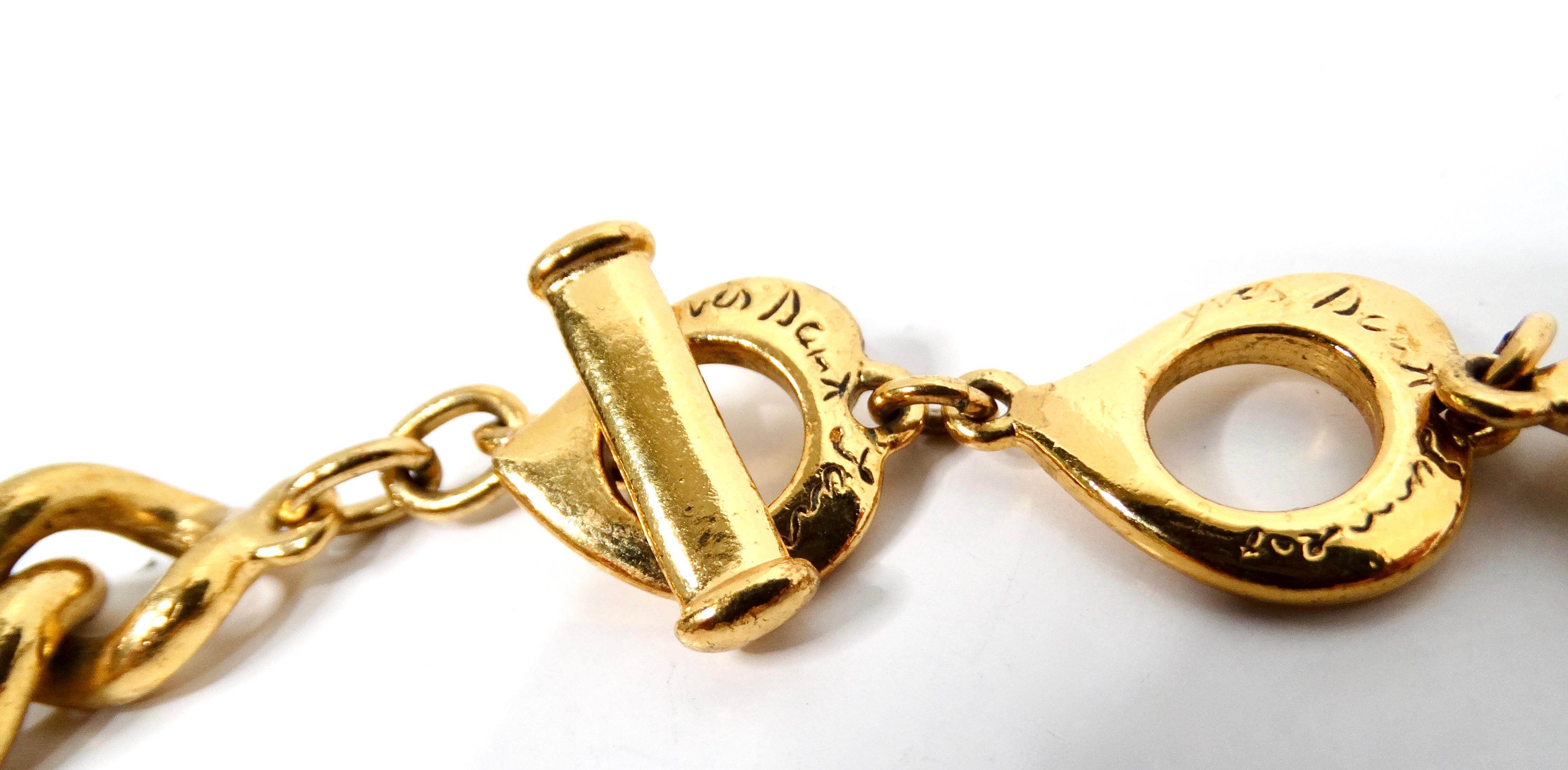 Yves Saint Laurent Löwe Anhänger Gelbvergoldet Kette Halskette circa 1980s Damen im Angebot