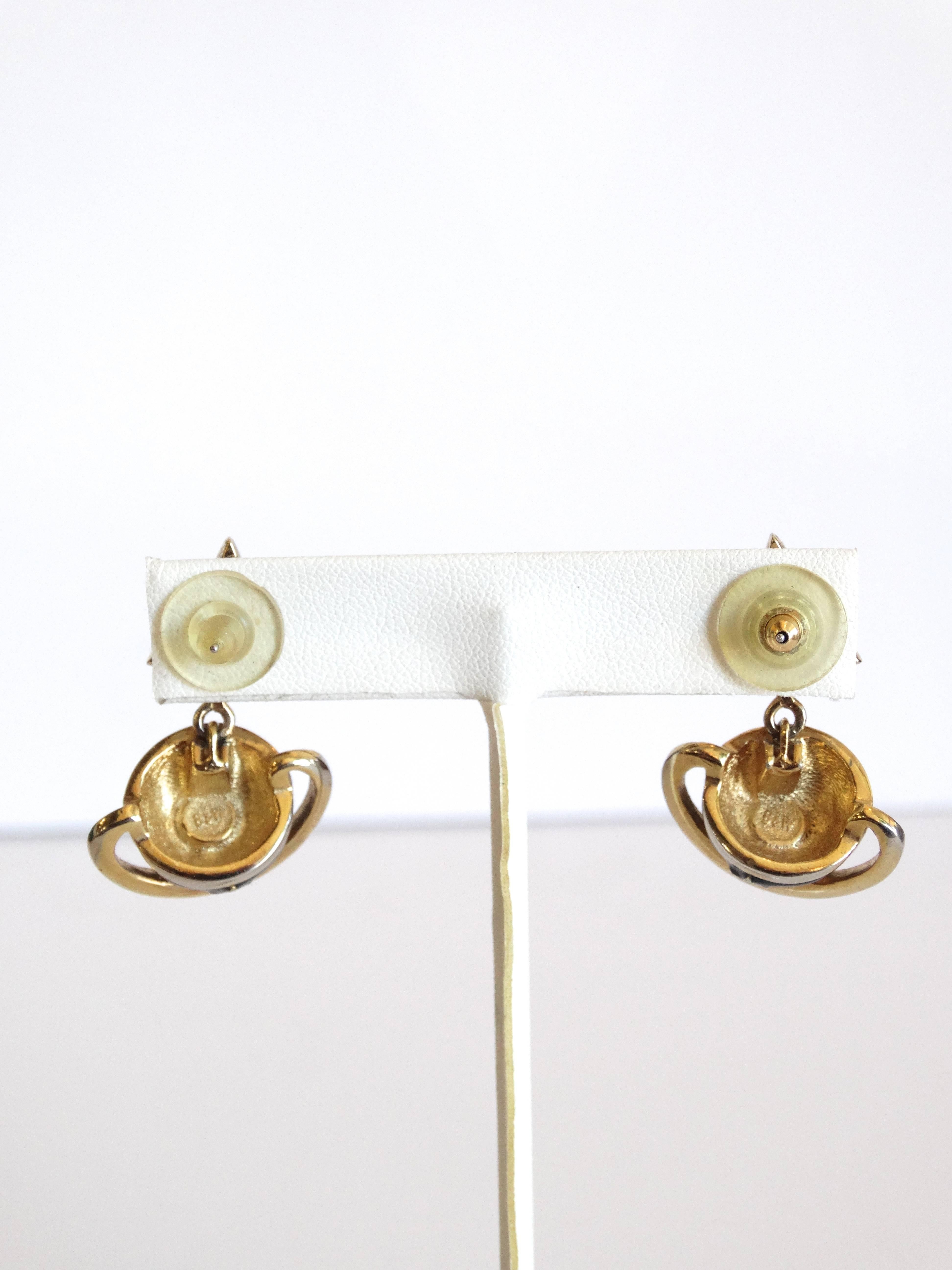 1980s Butler & Wilson Saturn & Star Enamel Earrings In Excellent Condition In Scottsdale, AZ