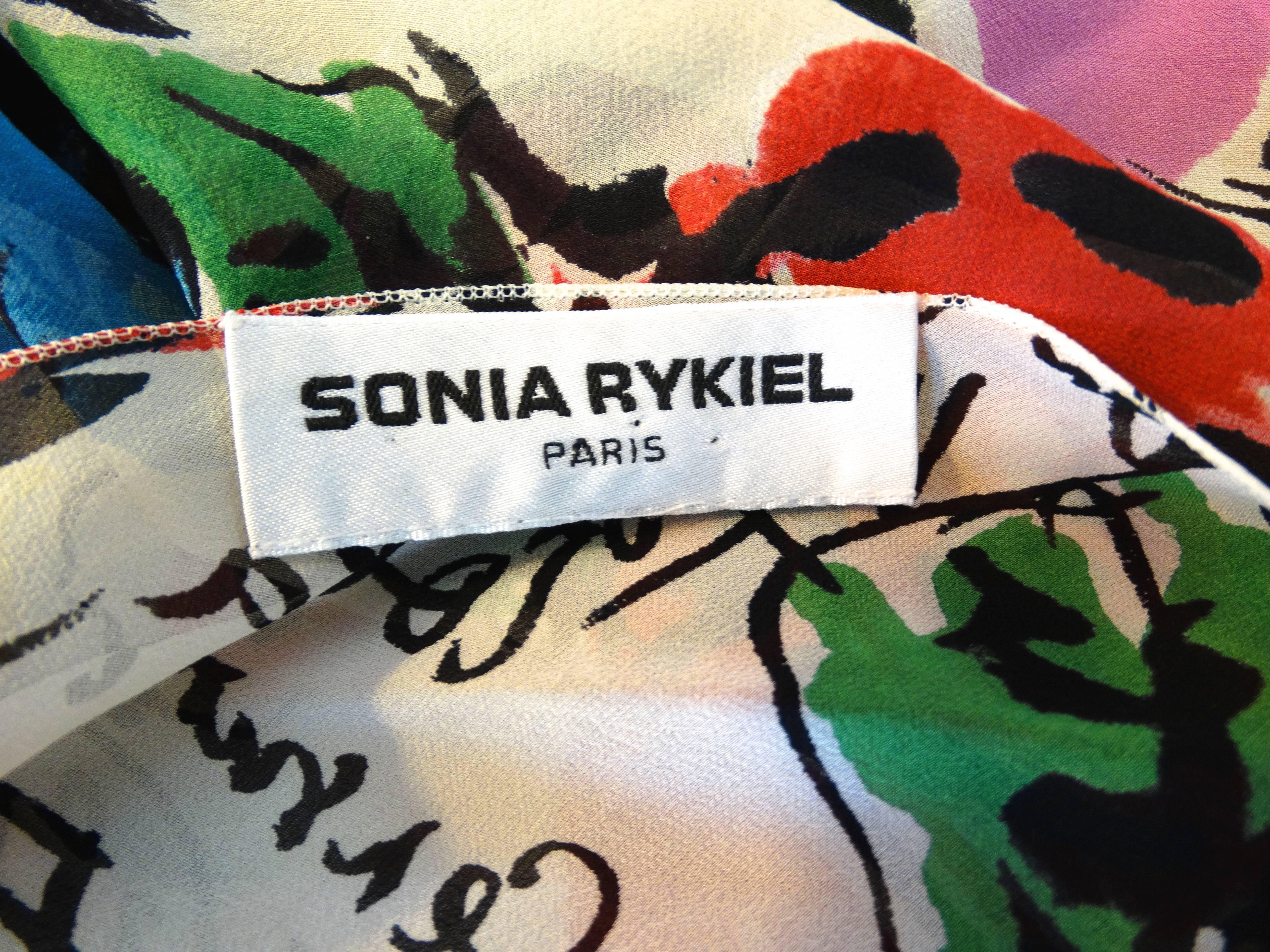 1990s Sonia Rykiel Silk Floral Wrap Top  5