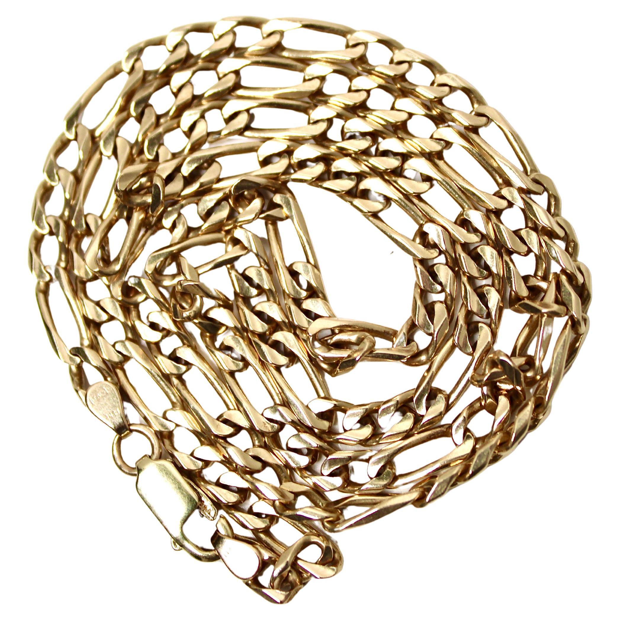 14k Gold Italian Figaro Chain Link Necklace