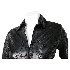 Gossamer Wings by Barbara Grimes Black Leather Floral Felt Vintage Jacket