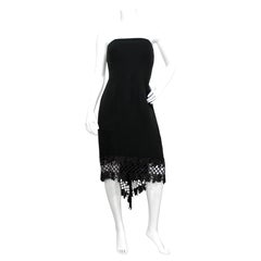 San Carlin Neiman Marcus Strapless Vintage Cocktail Dress With Trellis Lace Trim