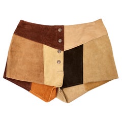 Brown Suede Leather Patchwork Hot Pants circa 1970s