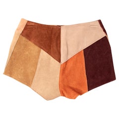 Brown Suede Leather Patchwork Hot Pants circa 1970s
