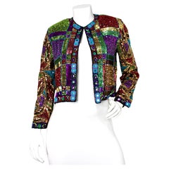 Naeem Khan Riazee Nights Multicolor Sequin Silk Blazer Jacket circa 1980s