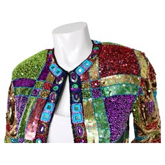 Naeem Khan Riazee Nights Multicolor Sequin Silk Blazer Jacket circa 1980s