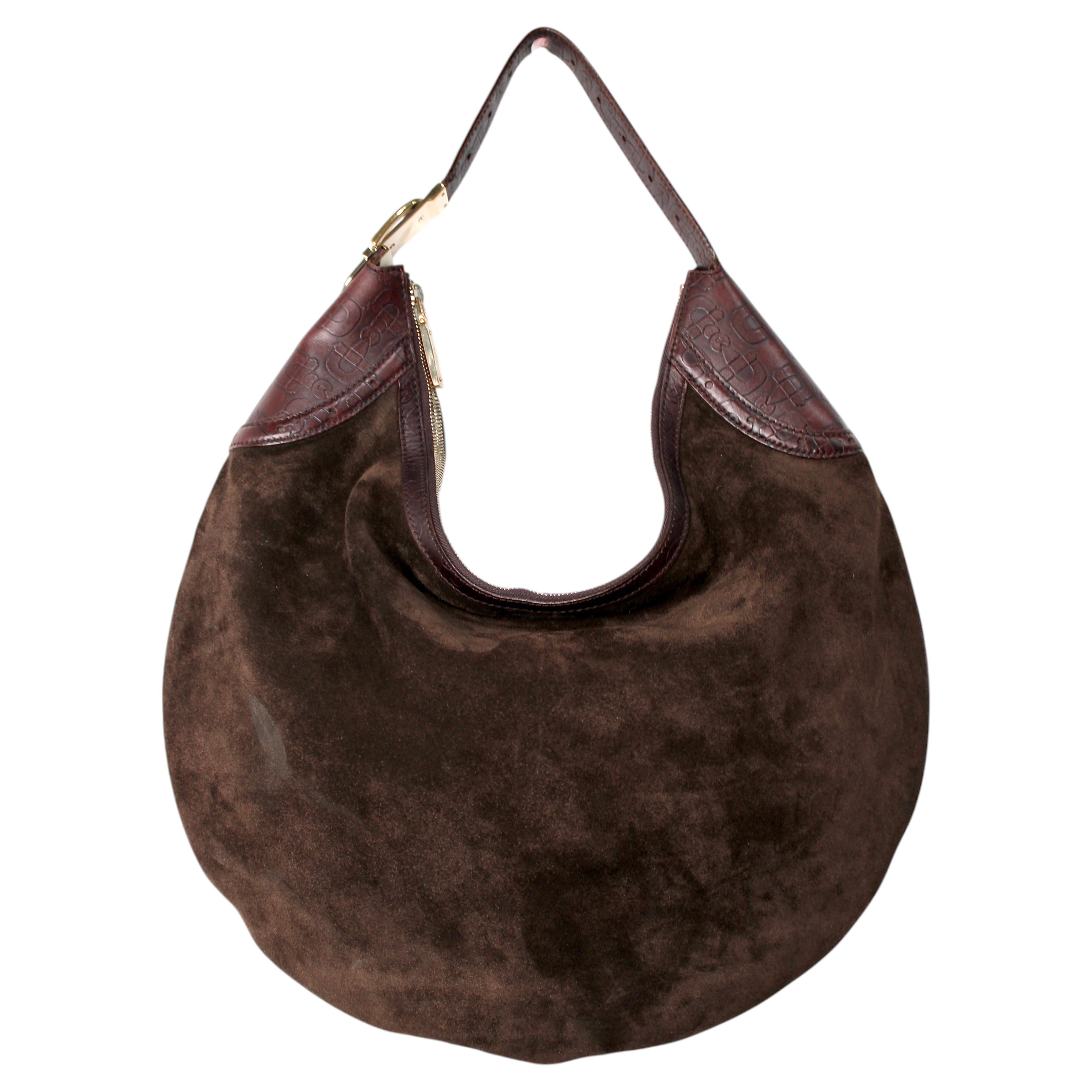 Gucci Hobo-Tasche aus braunem Wildleder mit Horsebit-Motiv